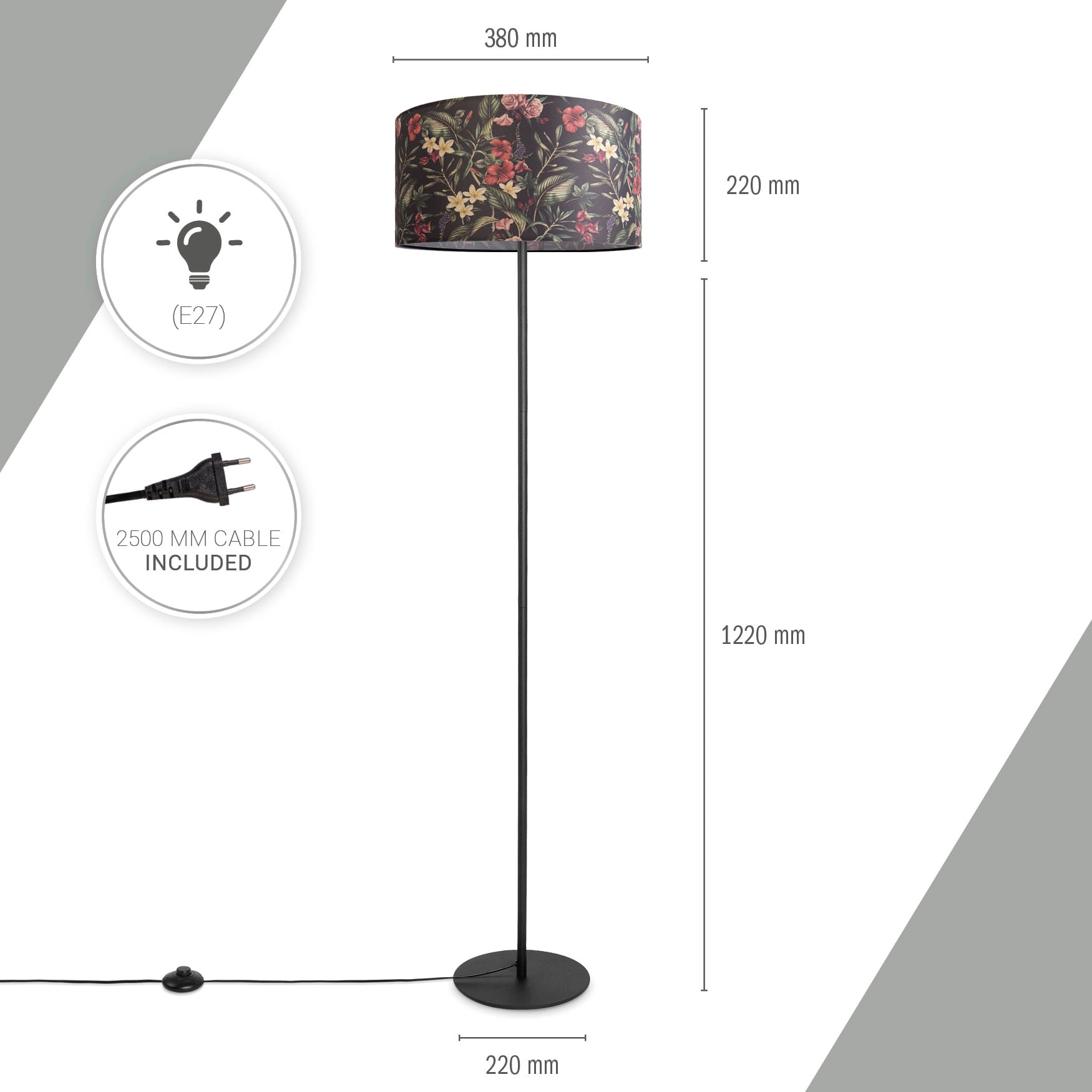 Paco Home Stehlampe »Luca Flower«, Standlampe Stoff Lampenschirm Wohnzimmer Textil Schirm Blumen Muster