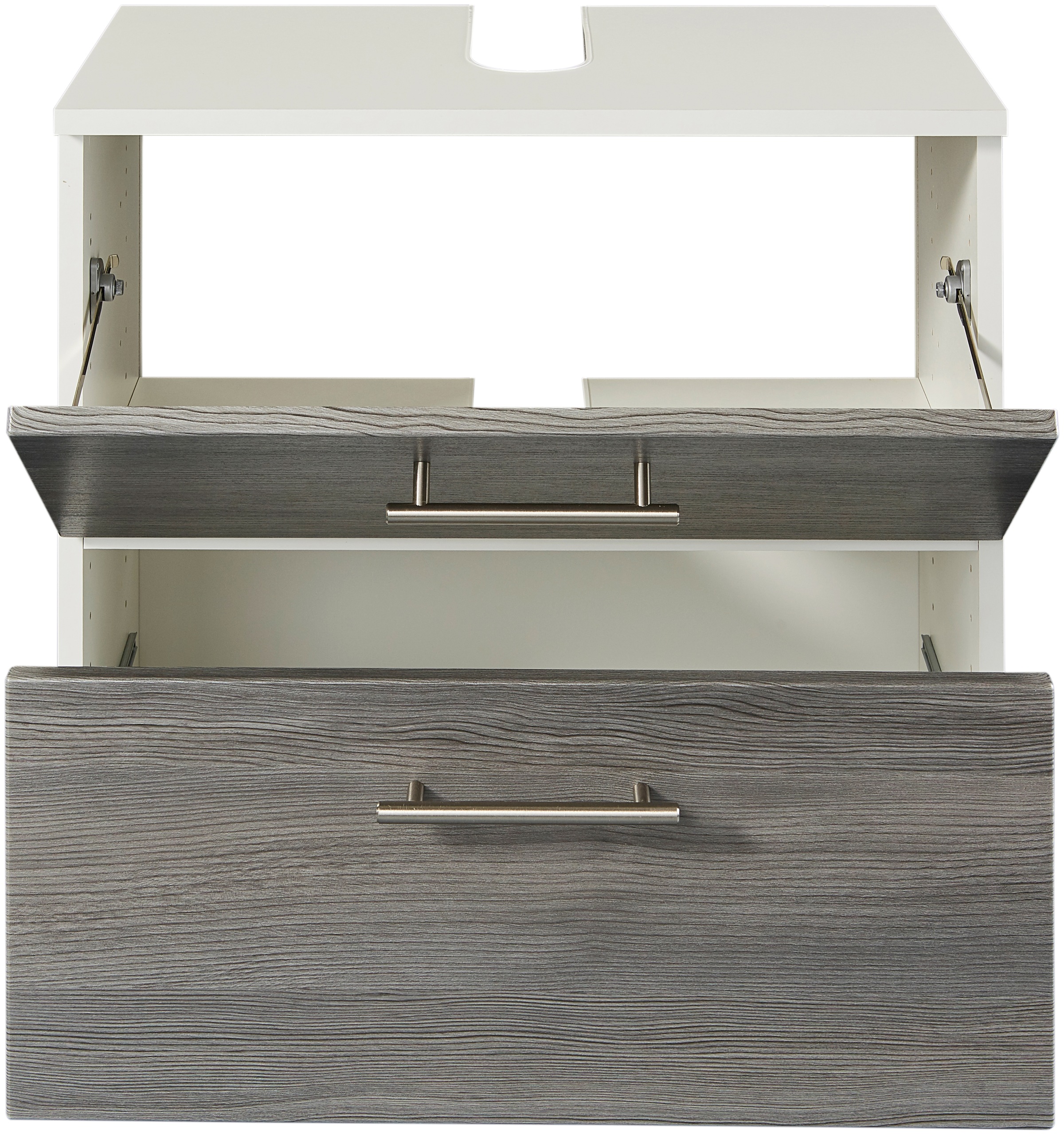 welltime Badmöbel-Set »"Trento", Badezimmer-Set, Waschbeckenunterschrank, Spiegelschrank«, (2 St.), inkl. LED Aufbauleuchtung Schalter/Steckdose, Möbel Made in Germany