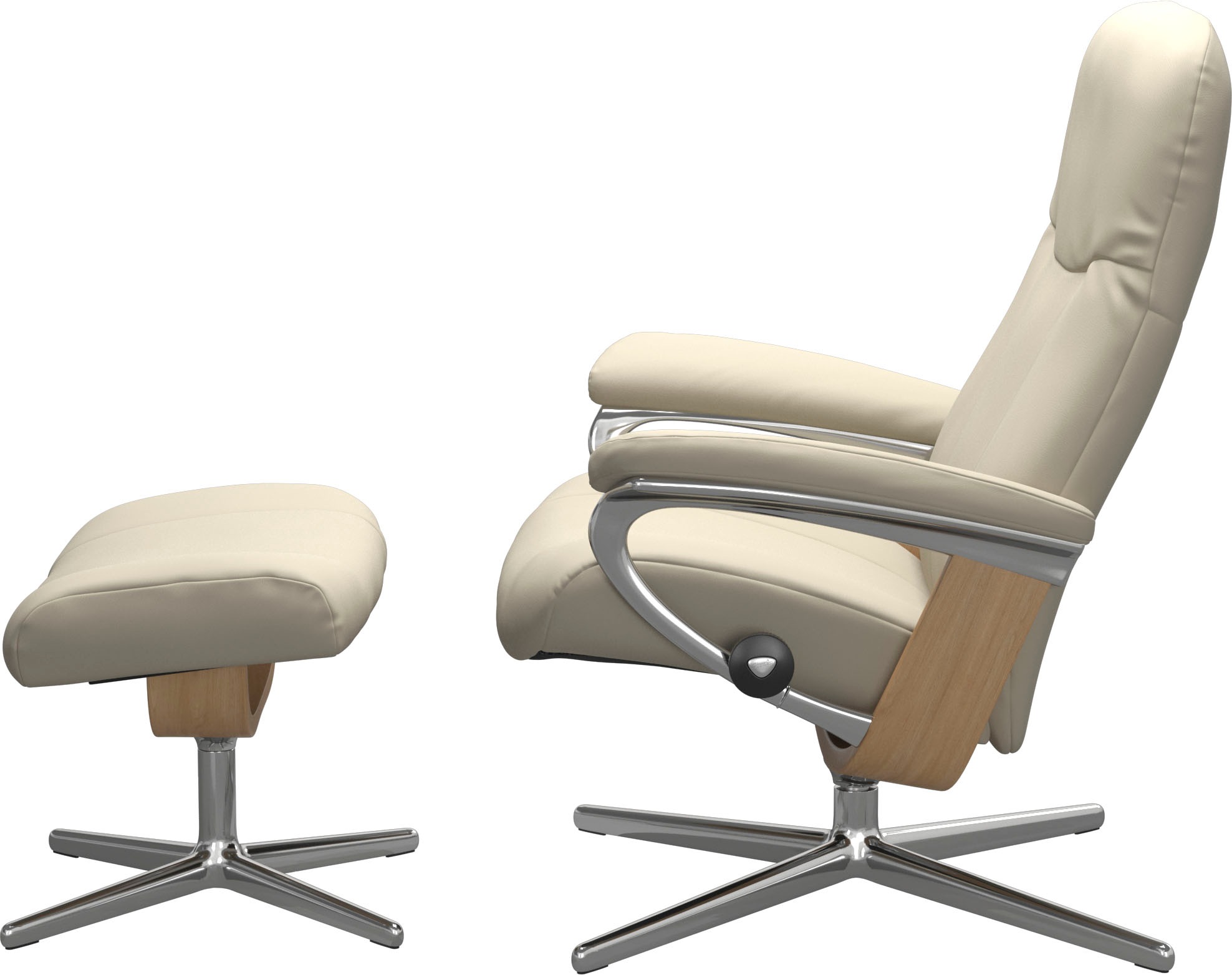 Stressless® Relaxsessel »Garda«, (Set, Relaxsessel mit Hocker), mit Hocker, mit Cross Base, Größe M & L, Holzakzent Eiche