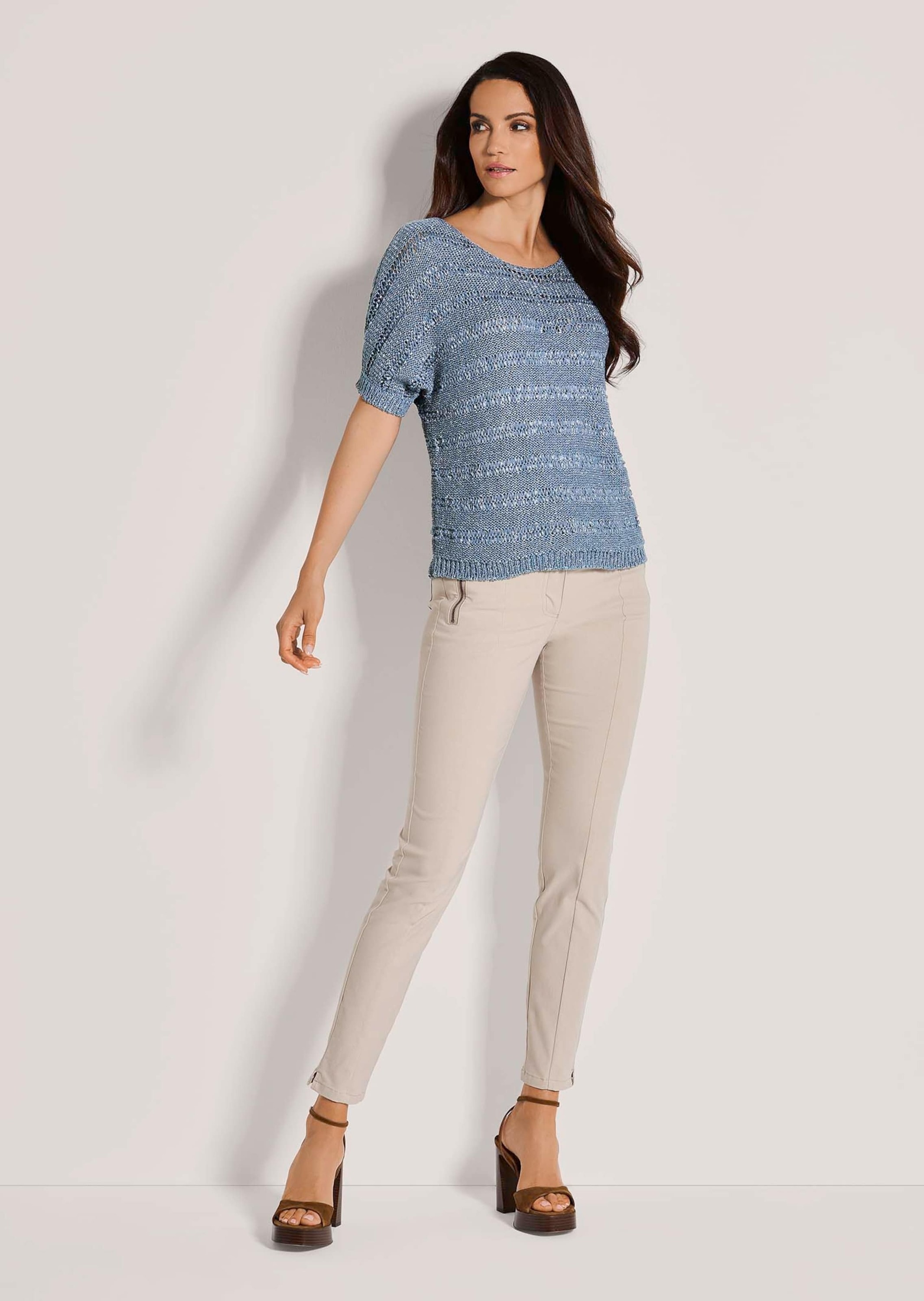 MADELEINE Longpullover »Pullover Ajour-Pullover mit Glanz-Effekt«