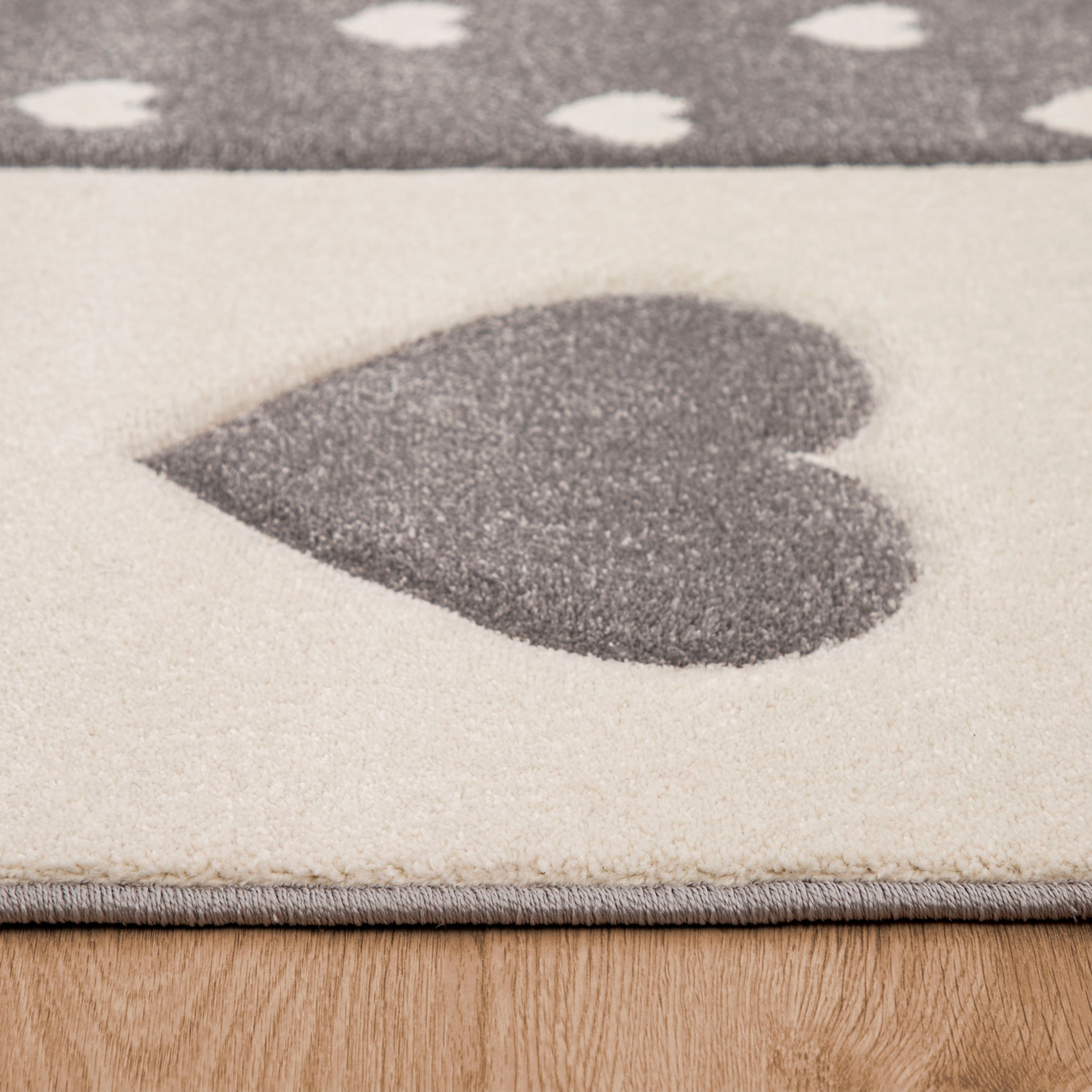 Paco Home Kinderteppich »Cosmo 339«, rechteckig, 16 mm Höhe, Kurzflor, Pastell-Farben, 3D-Effekt, Motiv Herz, Punkte & Krone