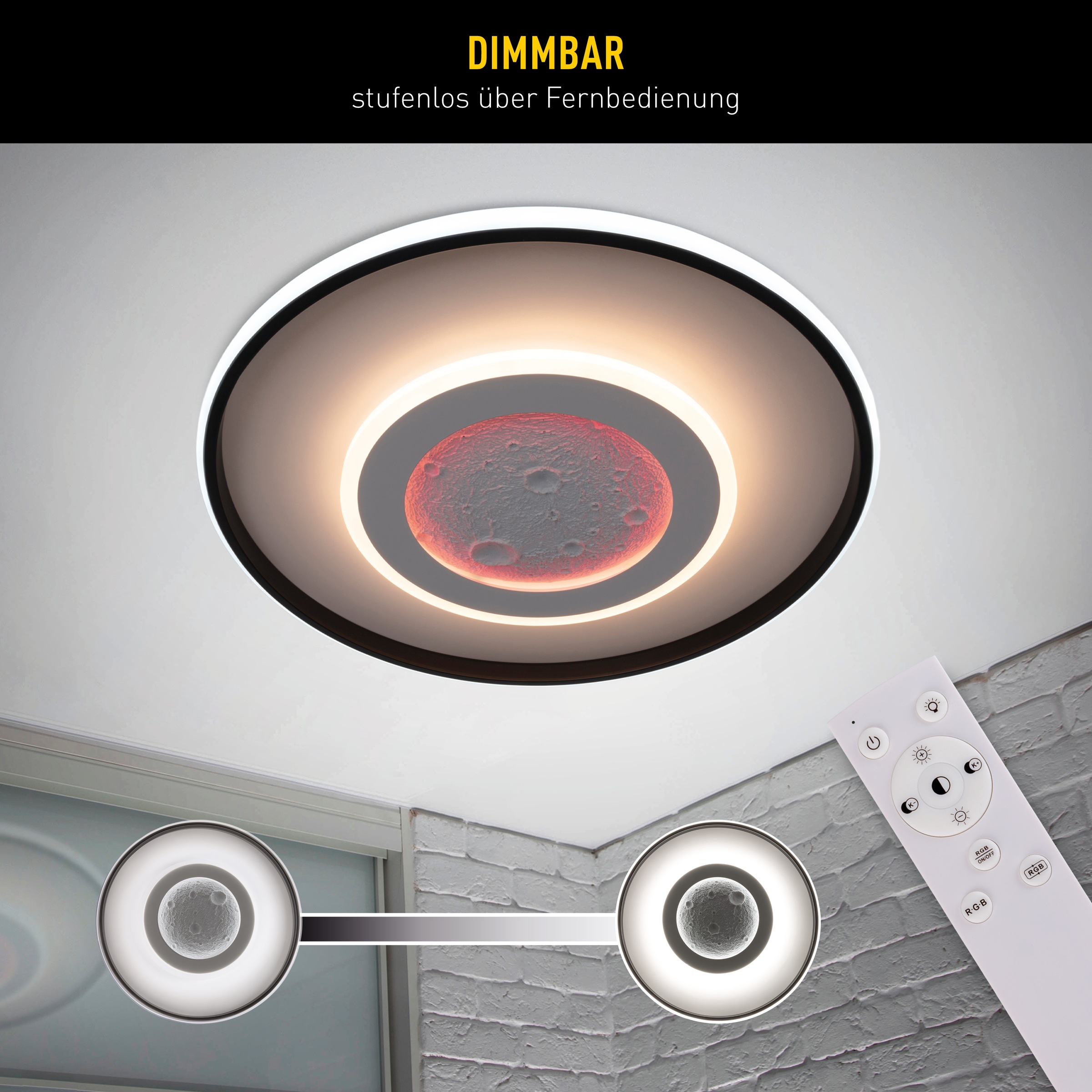 näve LED Deckenleuchte »Livana« LED-Modul 1 Stk. warmweiß - kaltweiß Dimmbar per IR-Fernbedienung, CCT, Memory, Nachlicht, Ø: 70 cm