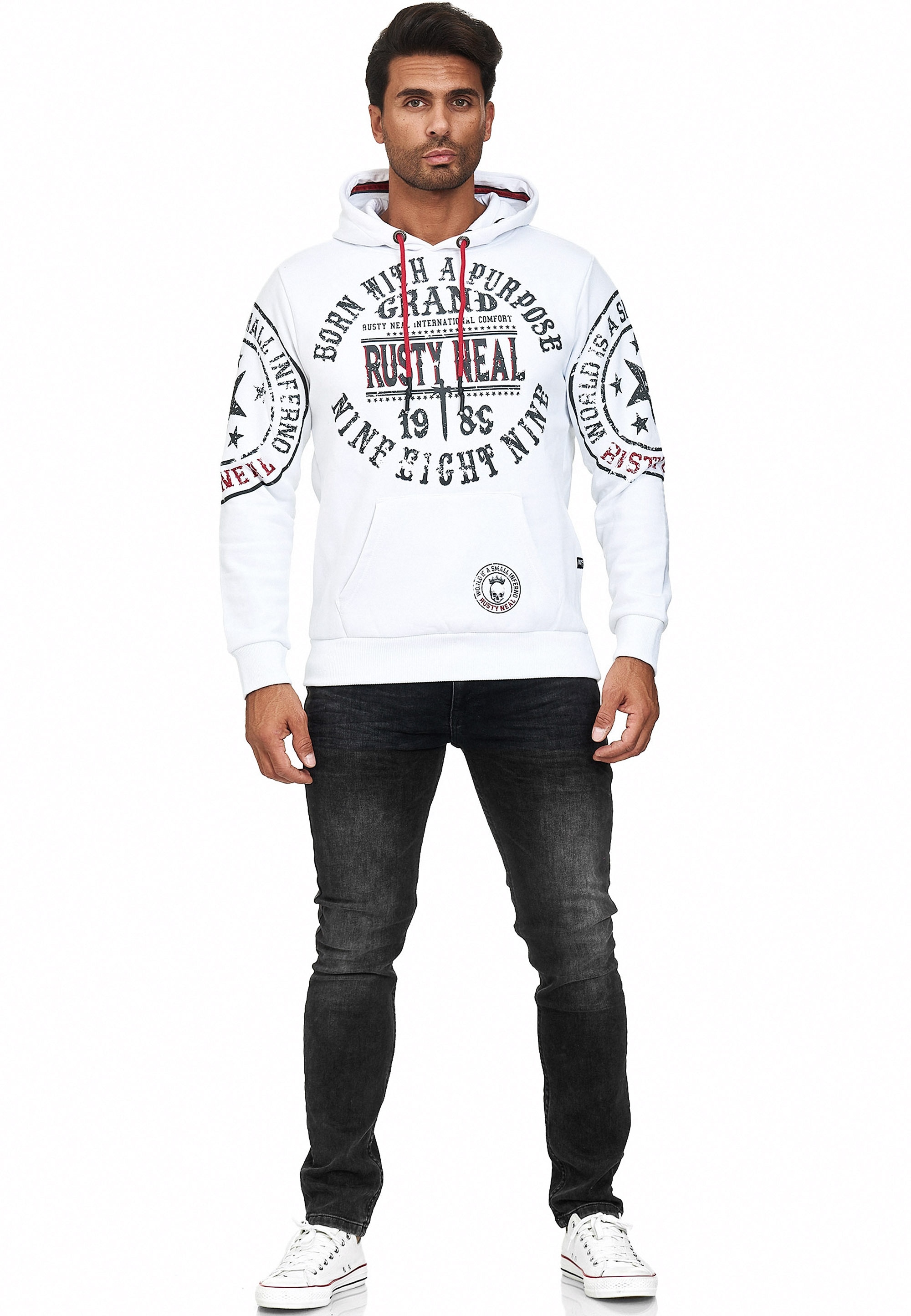 Rusty Neal Kapuzensweatshirt, mit coolen Markenprints