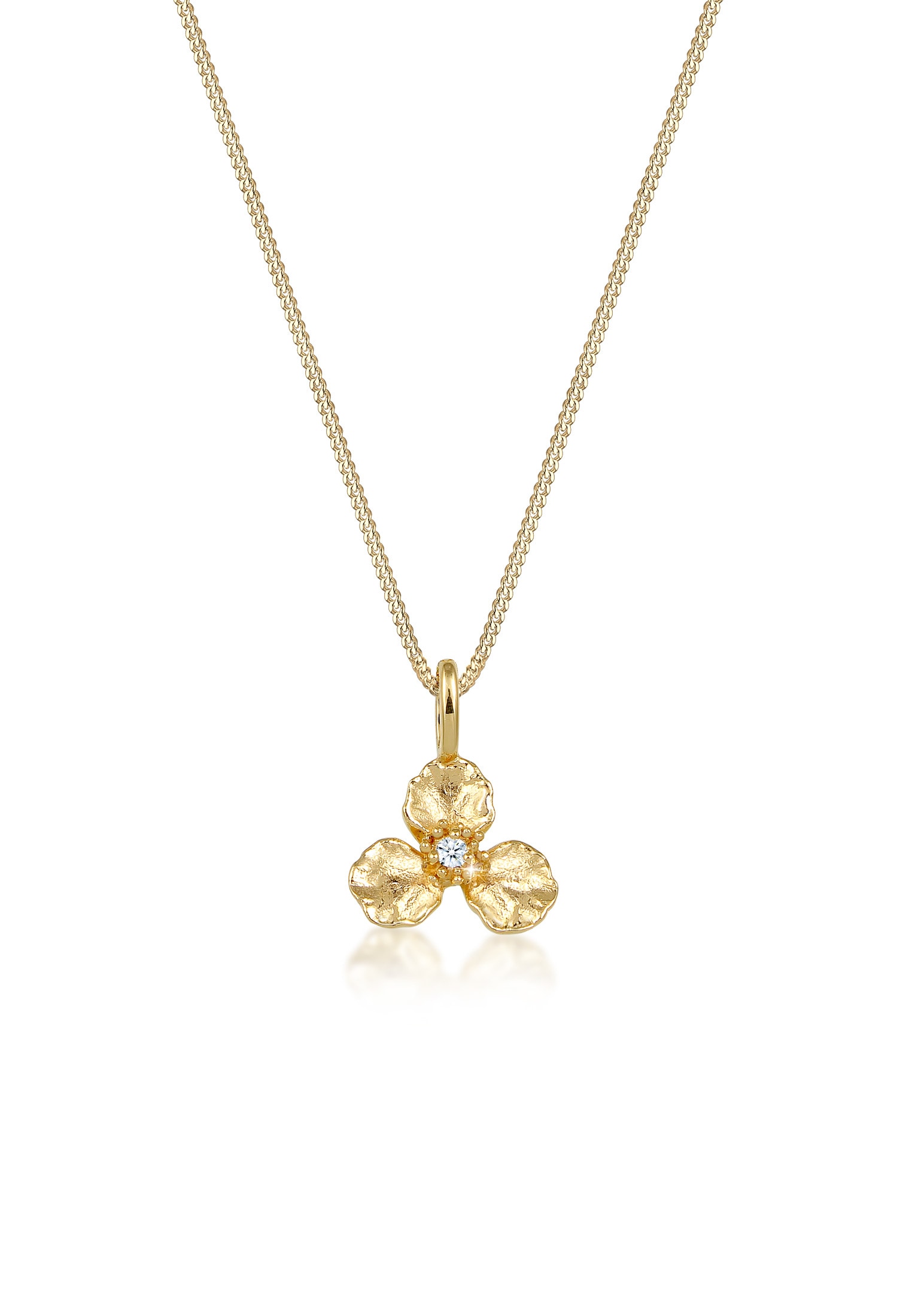 Collierkettchen »3D Blume Anhänger Diamant (0.015 ct.) 585 Gelbgold«