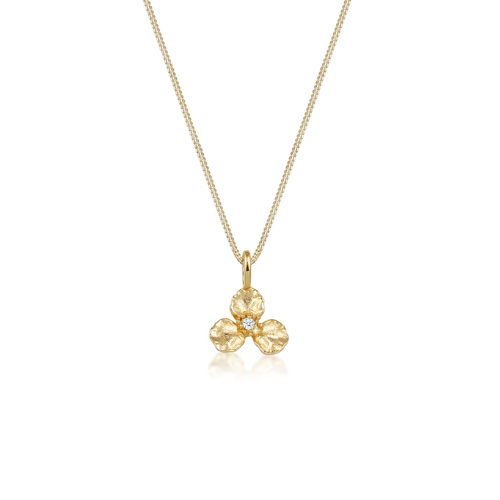 Elli DIAMONDS Collierkettchen »3D Blume Anhänger Diamant (0.015 ct.) 585 Gelbgold«