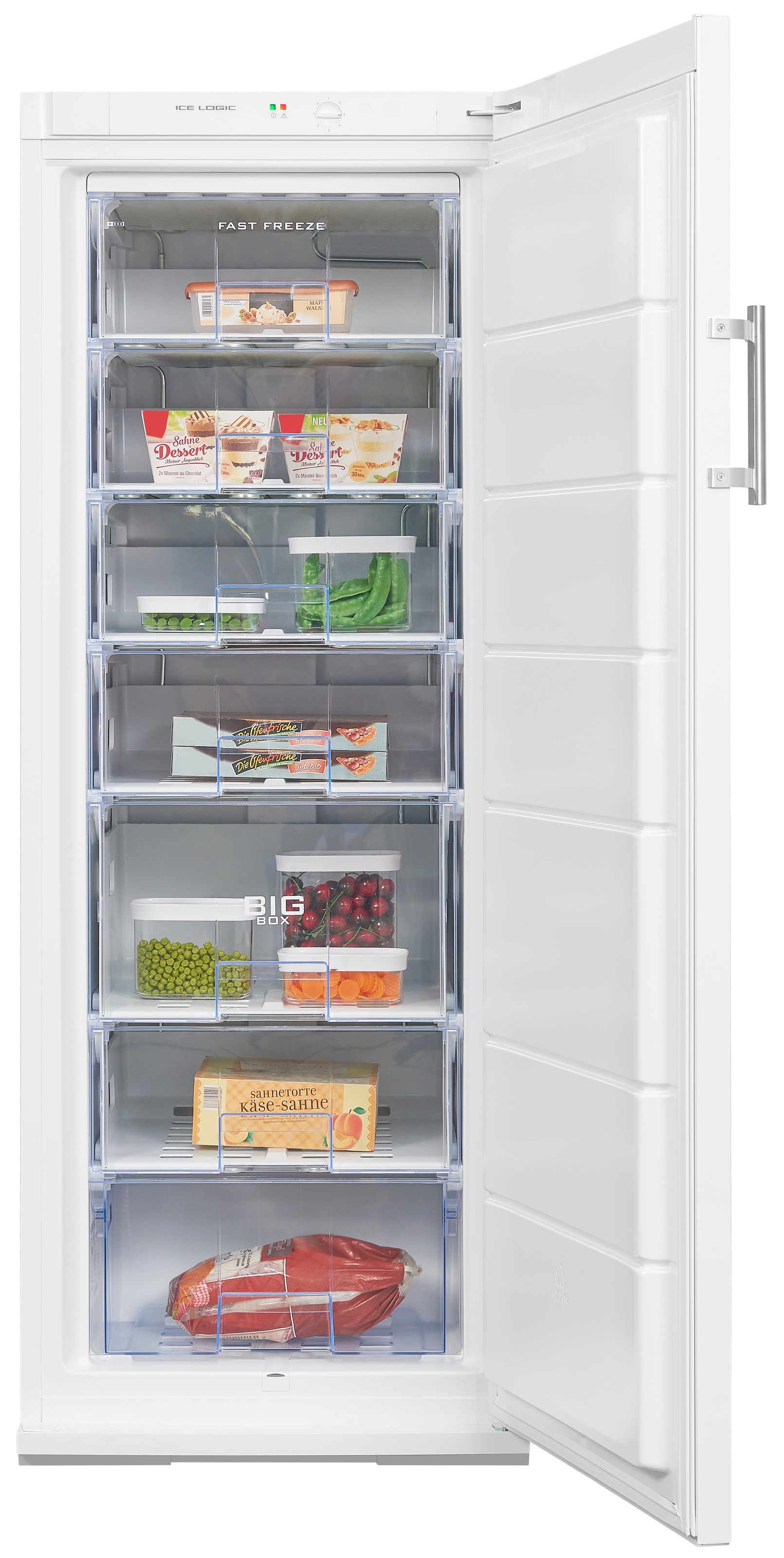 EXQUISIT Gefrierschrank "GS27-H-280E", Energieeffizienz: E (A-G), silber (weiß), B:60cm H:163cm T:65cm, Gefrierschränke, 4*-Gefrierschrank mit praktischem Griff – leicht & bequem zu öffnen 2