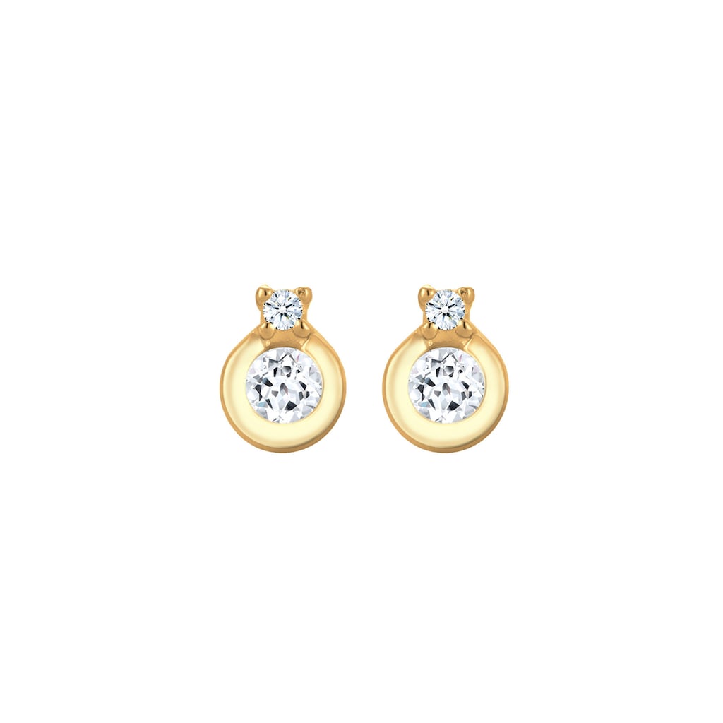 Elli DIAMONDS Paar Ohrstecker »Klassik Kreis Topas Diamant (0.03ct.) 585 Gelbgold«