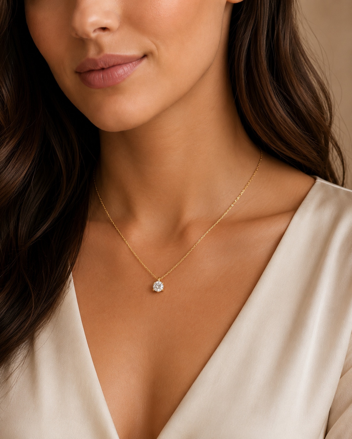 ONE ELEMENT Kette mit Anhänger »Collier Halskette aus 585 Gold - 45 cm« mit 1 Lab Grown Diamant / Labordiamant 0,25 ct