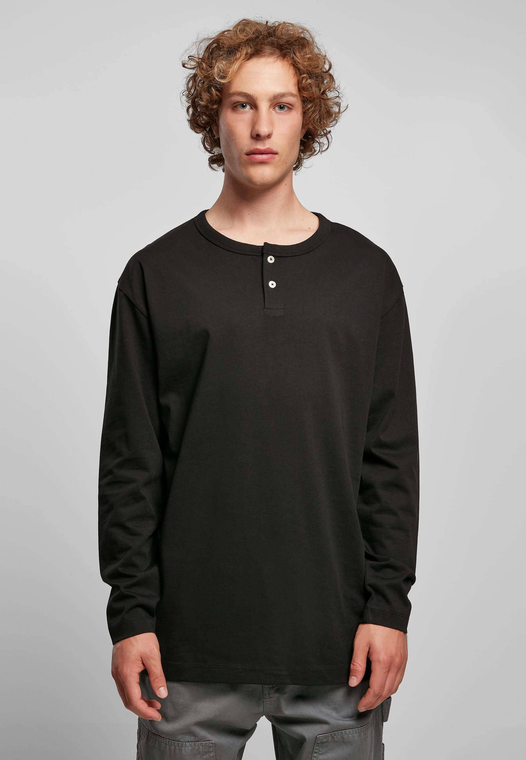 URBAN CLASSICS Longsleeve »Urban Classics Herren Organic Oversized Henley Longsleeve«, (1 tlg.)