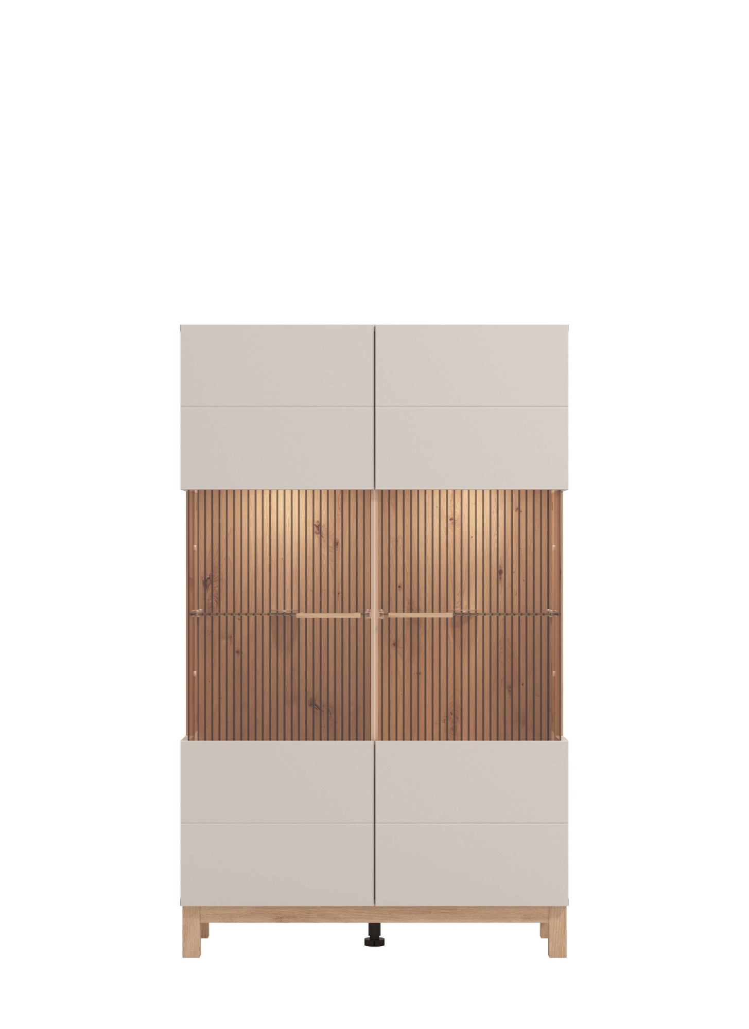 Home affaire Highboard »Essex, Hochkommode, Vitrine, Glasvitrine, Kombi-Highboard« Modernes Highboard in Kaschmir mit Glasfront & Lamellen-Optik