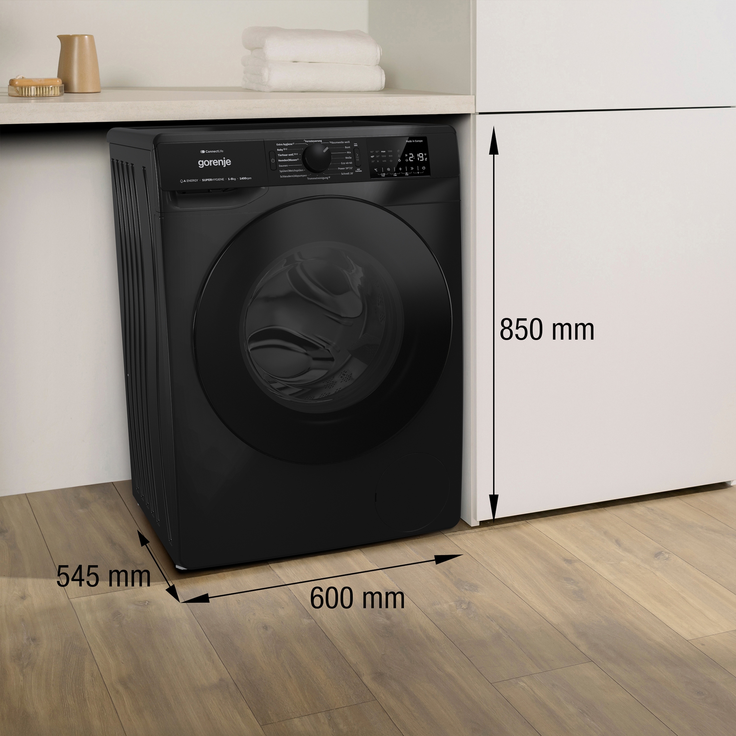 GORENJE Waschmaschine »WPNEI84A1DTSB«, 8 kg, 1400 U/min, Energieklasse A-10%