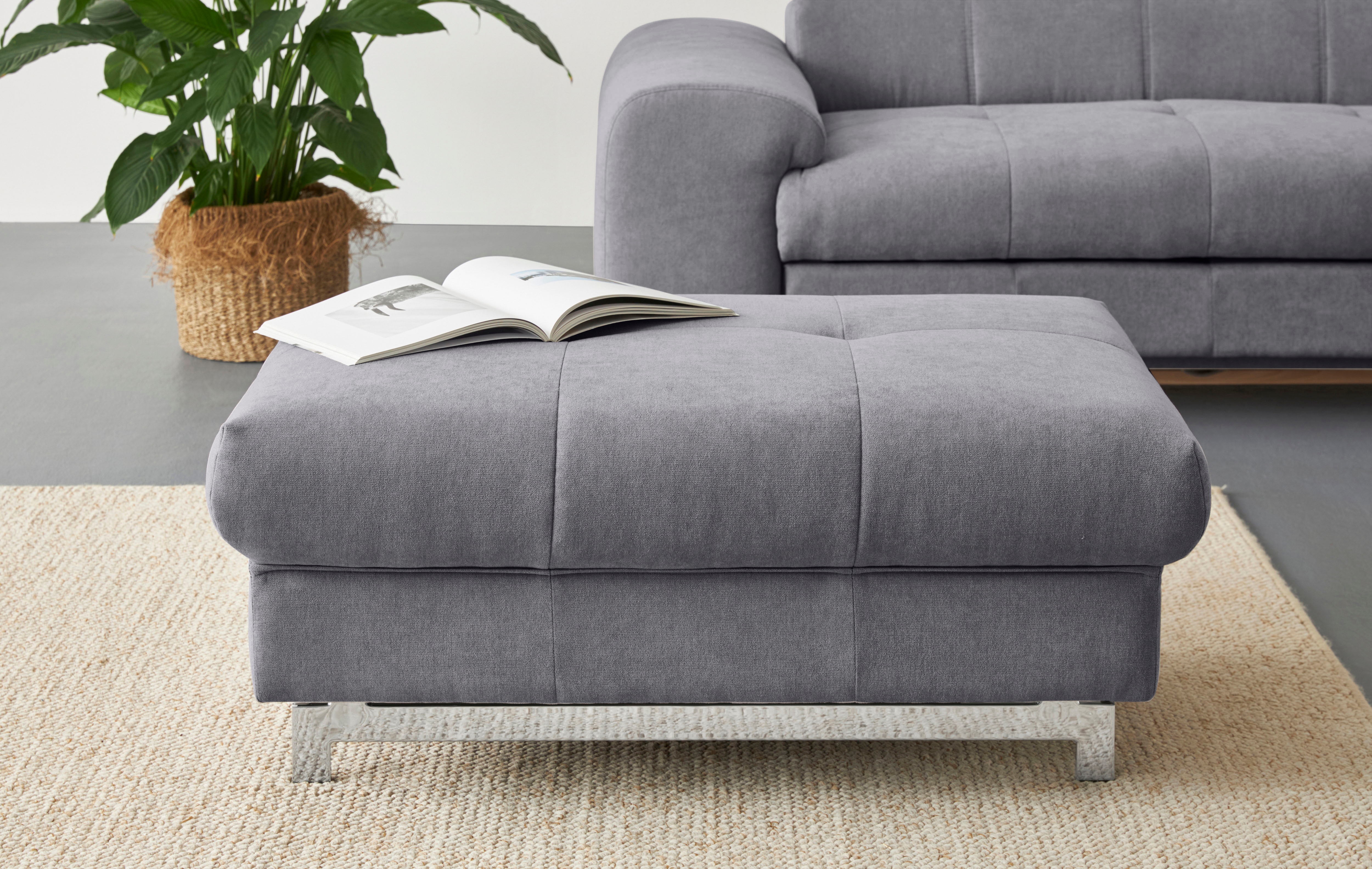 Hocker COTTA, B:100cm H:46cm T:65cm, grau, 100% Polyester, Büro, Hocker, "Chef", mit edlen Metallfüßen