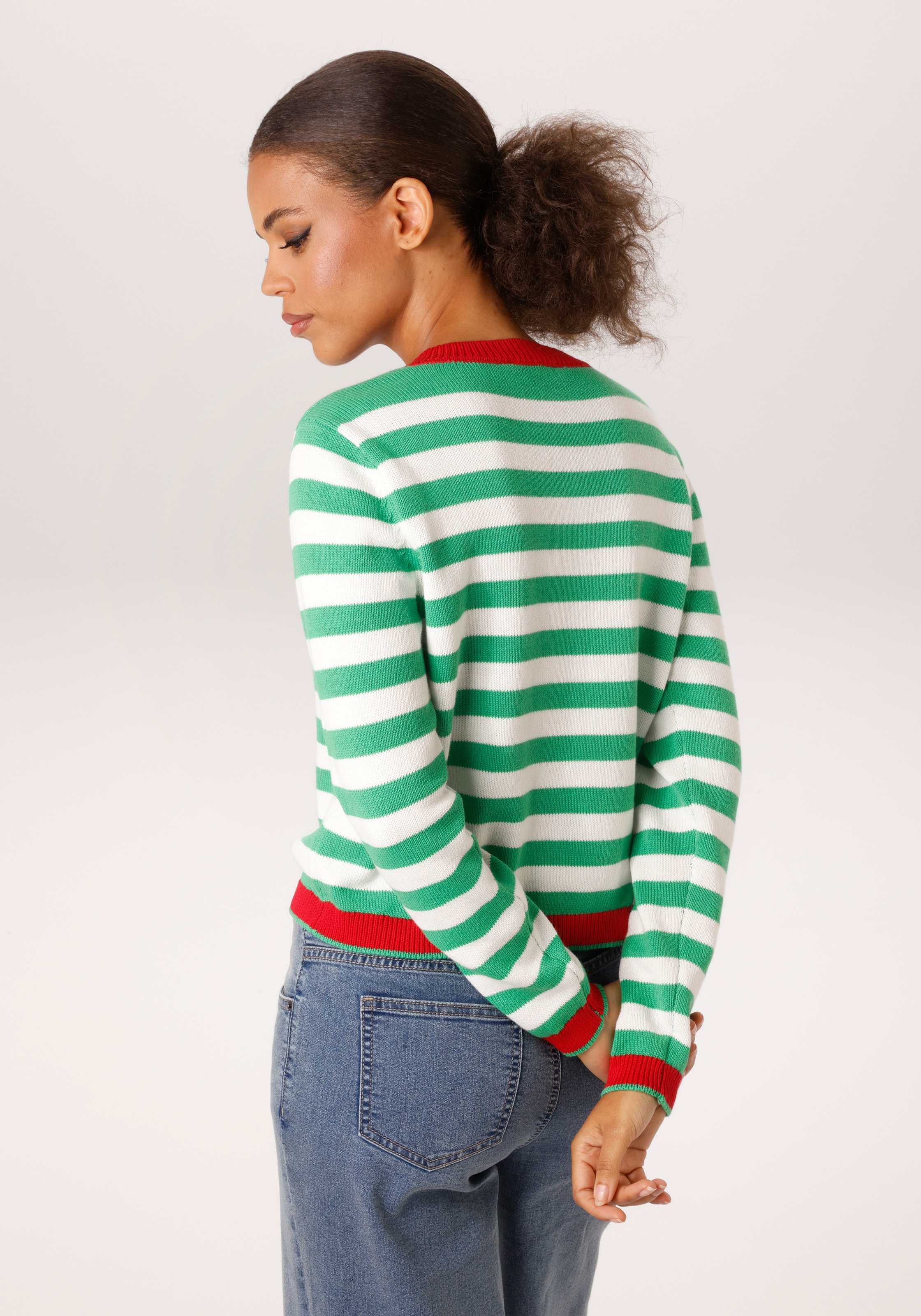 Aniston CASUAL Strickjacke im trendigen Streifen-Dessin - NEUE KOLLEKTION günstig online kaufen