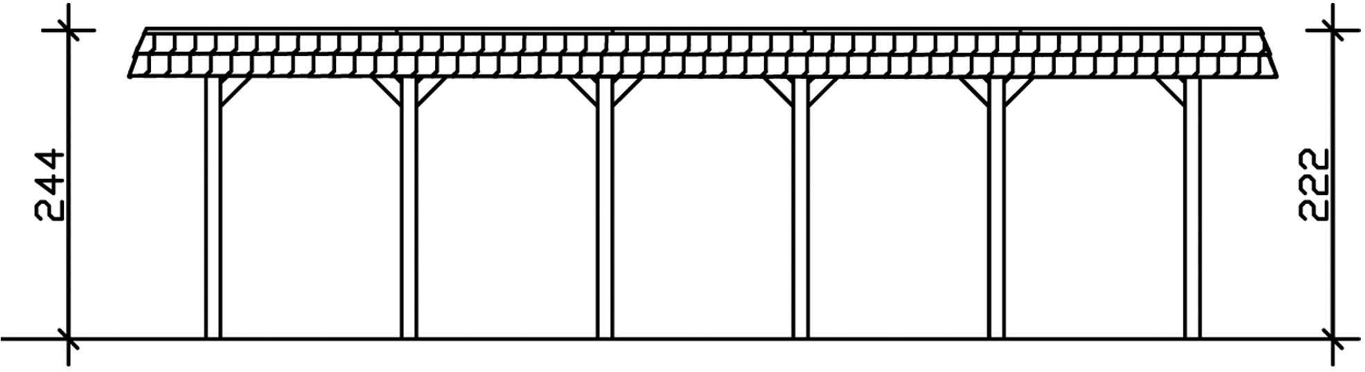 Skanholz Einzelcarport »Spreewald«, Nadelholz, 342 cm, Nussbaum, mit EPDM-Dach, rote Blende