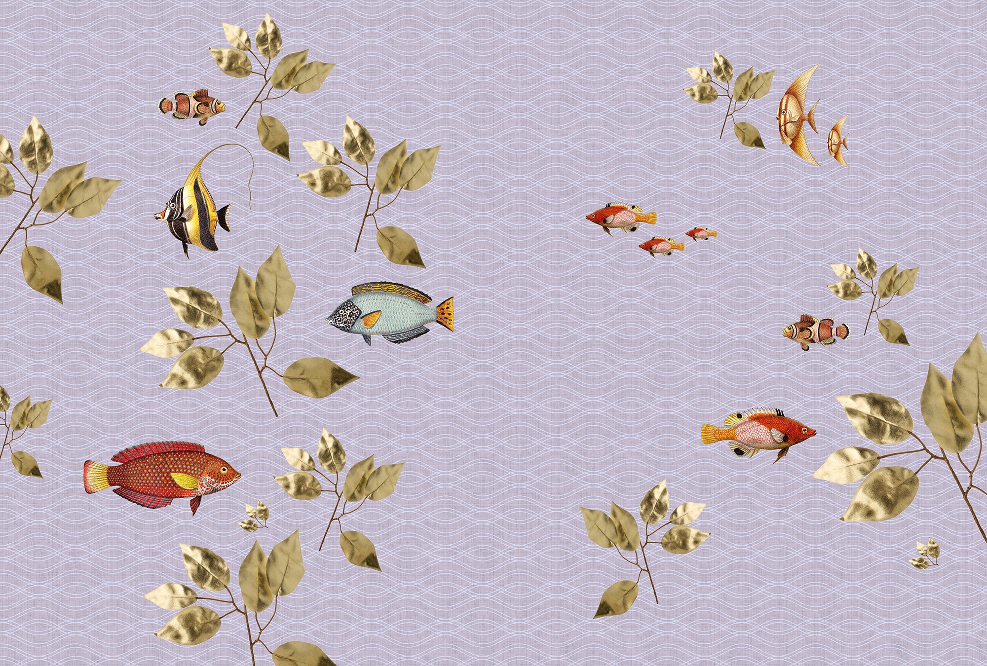 living walls Fototapete "Walls by Patel Brilliant Fish 2" glatt Vlies, Wand, Schräge