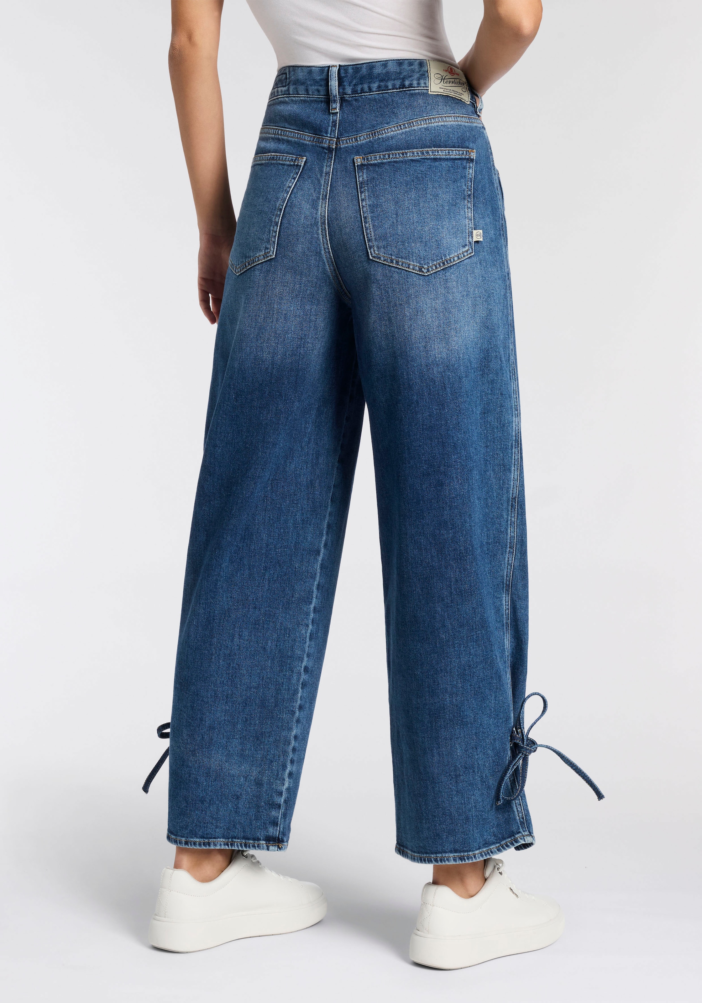 Herrlicher Loose-fit-Jeans »Marlow Bow Denim Stretch« mit Bindeband am Beinabschluss