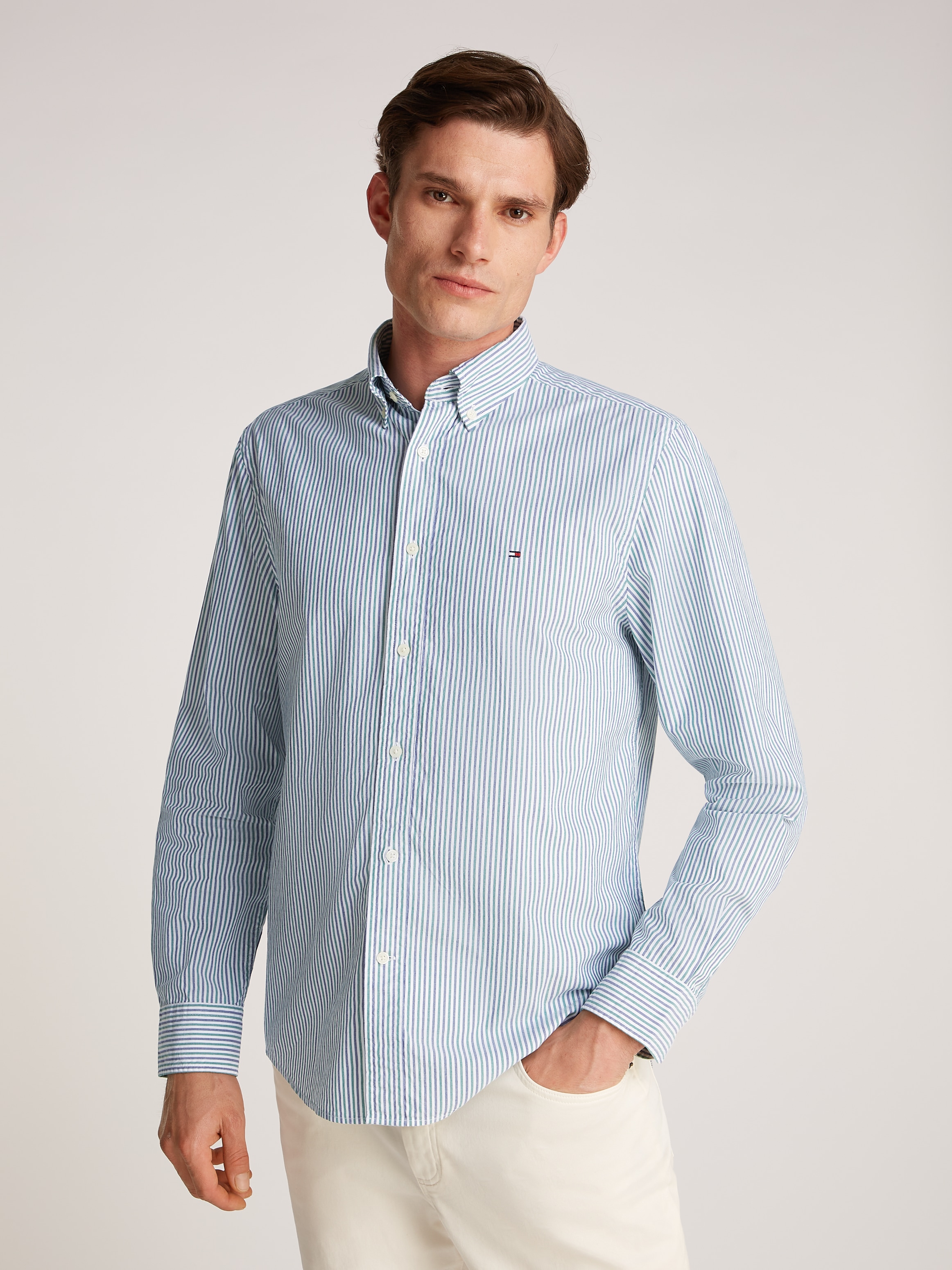 Tommy Hilfiger Langarmhemd »FLEX POPLIN CLASSIC STP RF SHIRT«, mit Sreifenmuster