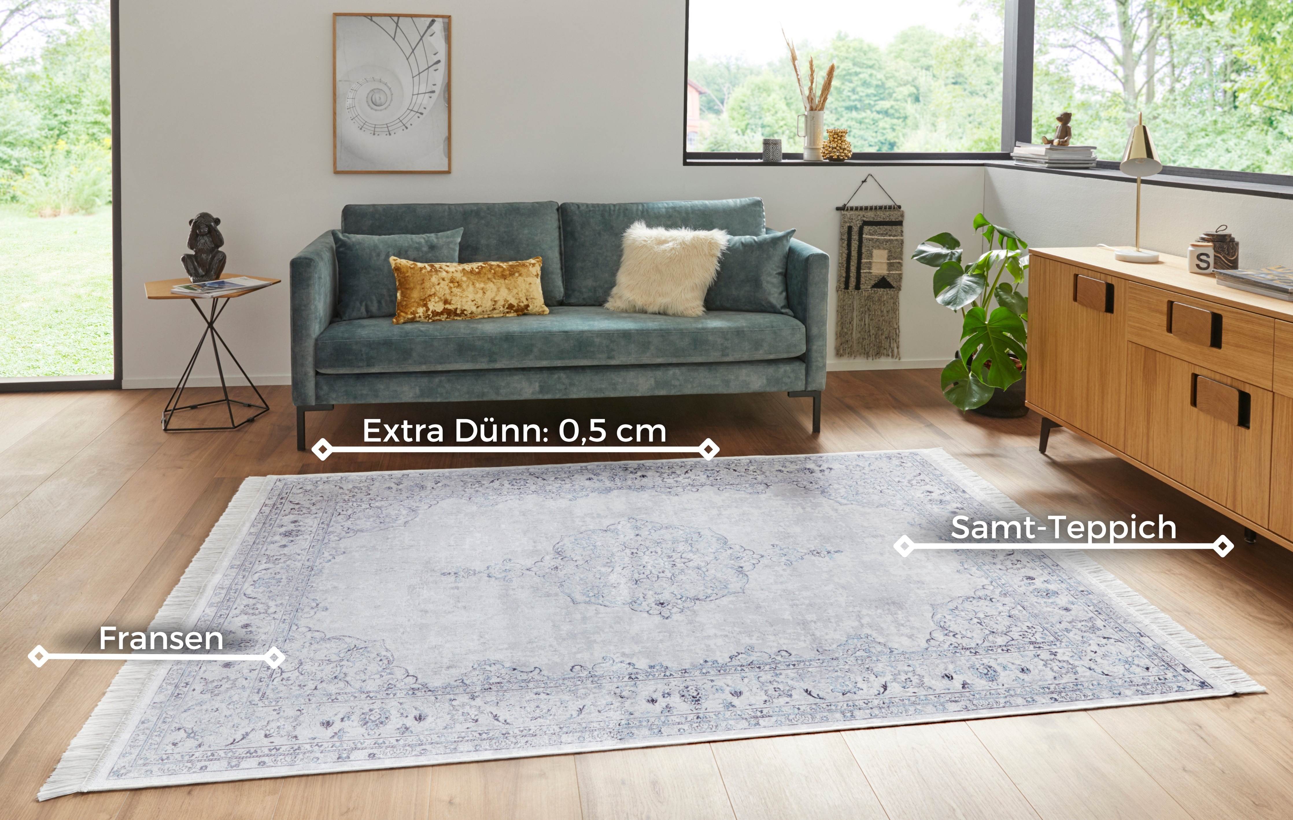 Thumbnail - HANSE Home Teppich "Orient Vintage Medaillon", rechteckig, 5 mm Höhe, Orientalisch mit Fransen, Orient, Wohnzimmer, Schl...
