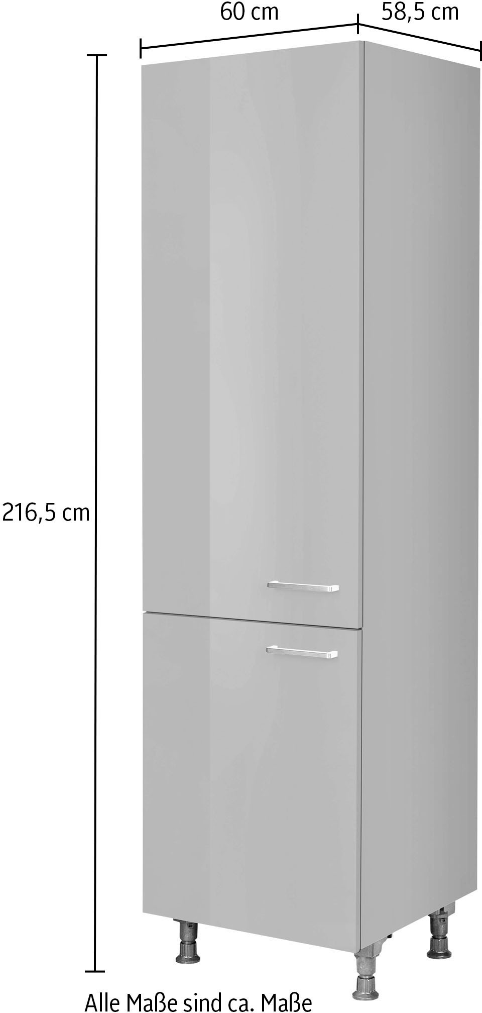 nobilia® Kühlumbauschrank »"Flash", mit zwei Türen und zusätzlichem Einlegeboden,«, vormontiert, Ausrichtung wählbar, Breite/Höhe: 60/216,6 cm