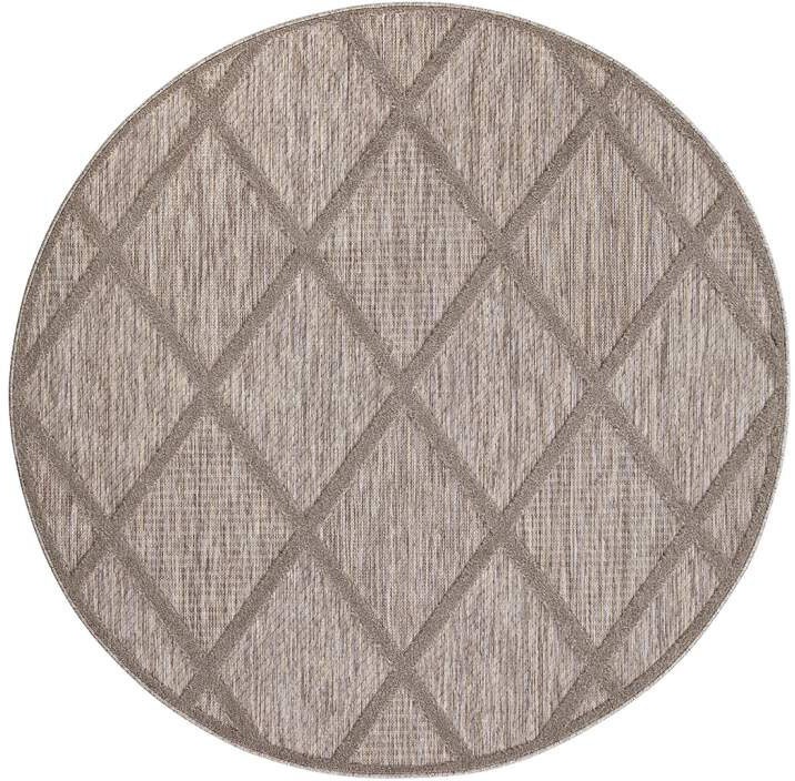 Thumbnail - Carpet City Teppich "In-& Outdoorteppich Santorini 457, 3D-Effekt, Raute-Look" rund 5 mm Höhe Wetterfest & UV-beständig ...