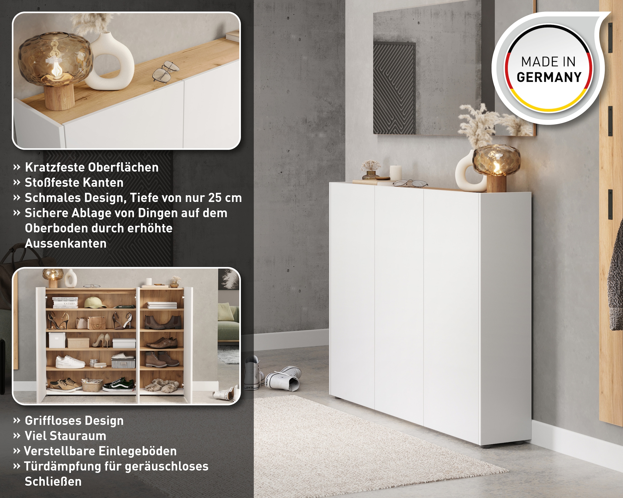 GERMANIA Garderoben-Set »GW-Libbiano«, (3 St.), 3 tlg. Set mit Spiegel und Paneel