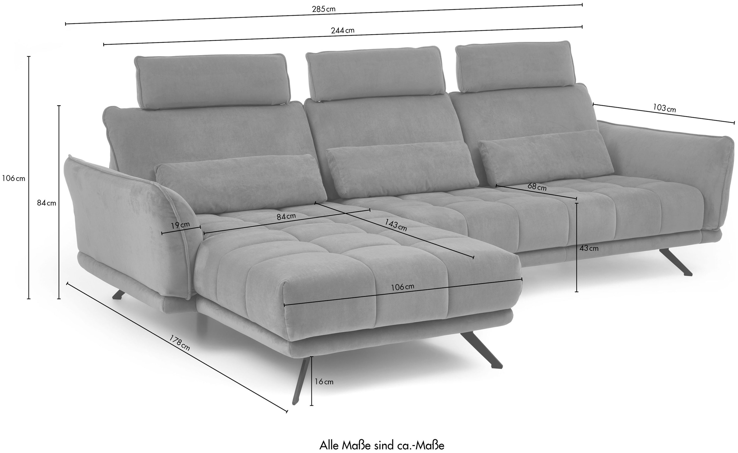 Die PlanBar Ecksofa »MP-IN20041 L-Form«, optional Sitztiefenverstellung und Kopfstützen