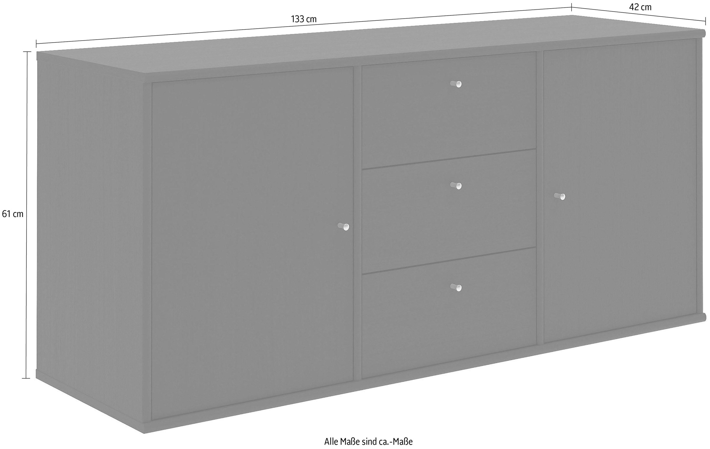 Hammel Furniture Sideboard »Mistral, Hochwertig Schrank, hängend/stehend montierbar«, mit Türen und Schubladen, B: 133 cm, anpassungsbar Designmöbel
