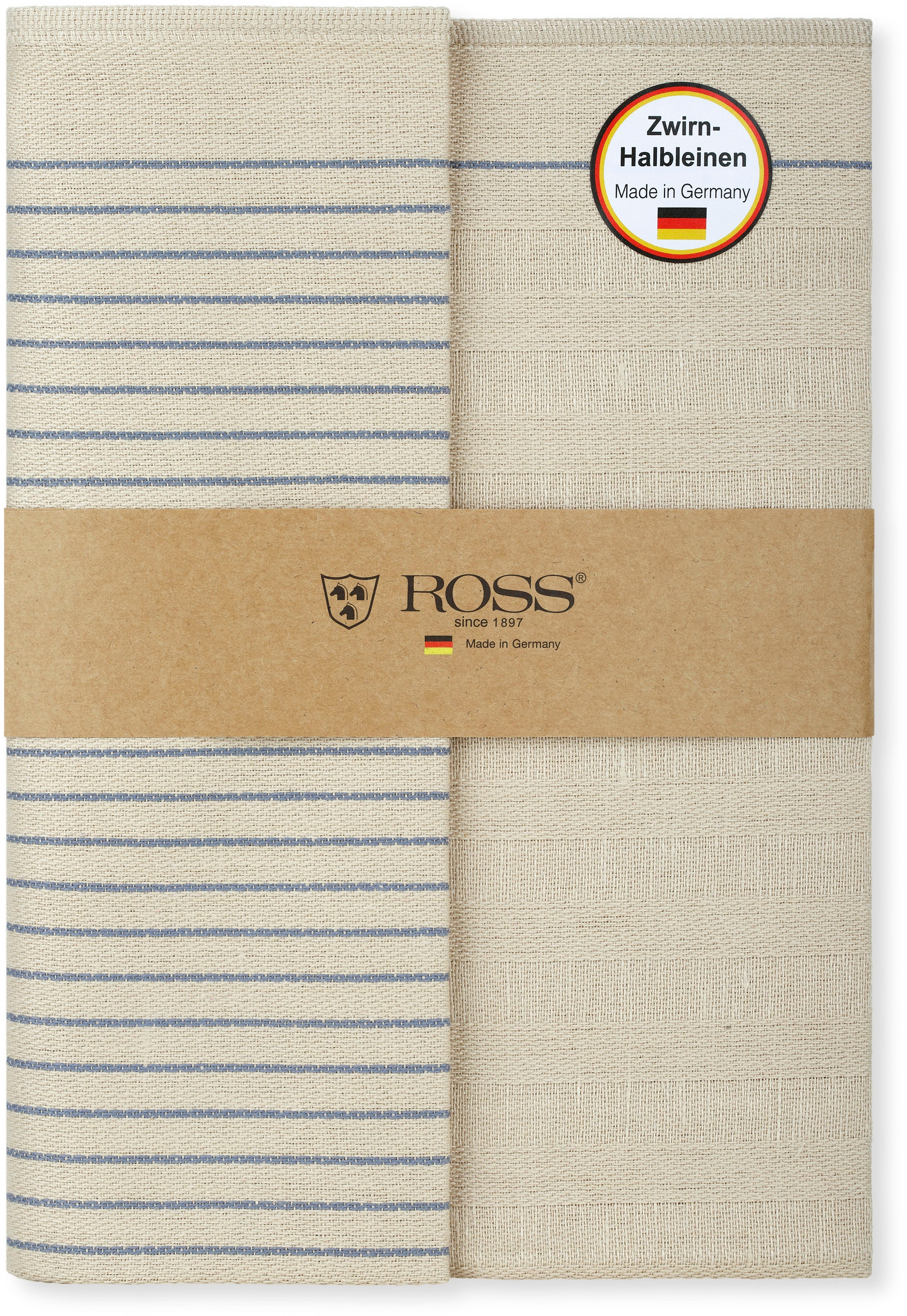ROSS Geschirrtuch »Geschirrtücher 2er-Set 927 2x HL + Banderole« Zwirn- Halbleinen