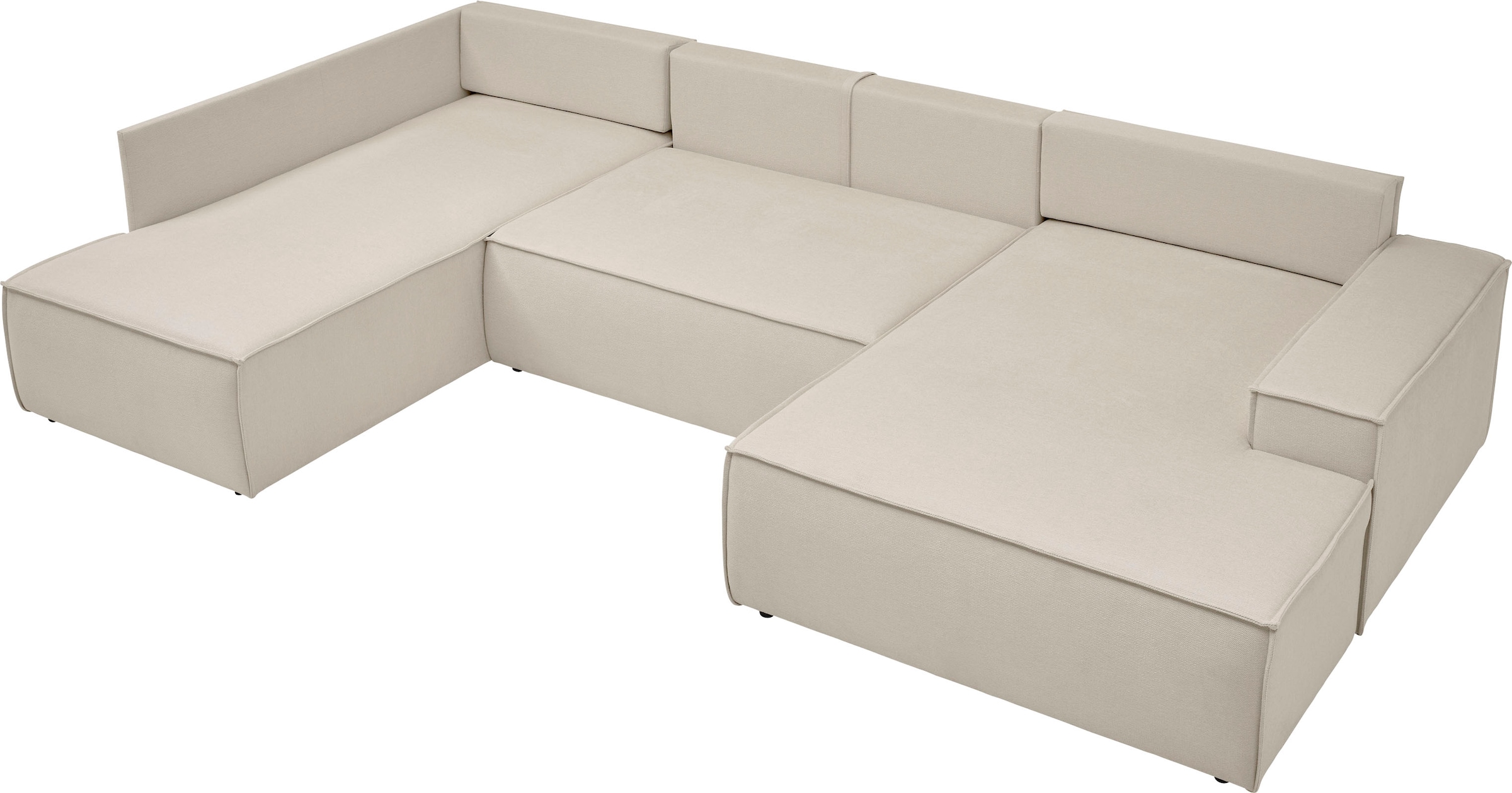 andas Wohnlandschaft »FINNLEY U-Form XXL 329 cm, Schlafsofa, Schlaffunktion m. Bettkasten«, (194/139 cm), Bouclé, Struktur und Cord
