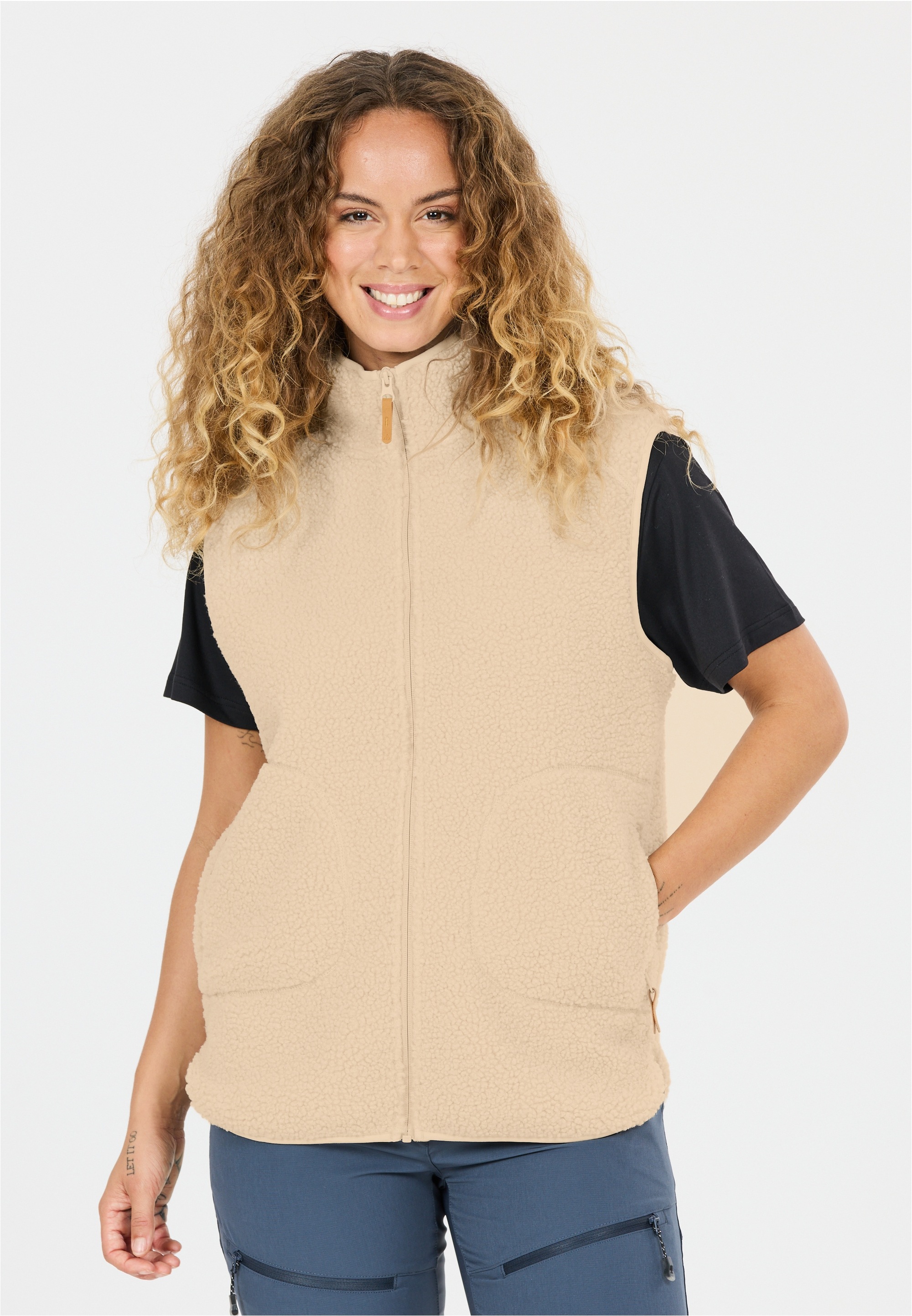 Softshellweste WHISTLER "Pioneer", Herren, Gr. 50, beige, 100% Polyester, normal, hoch geschlossener Ausschnitt, Westen, atmungsaktiv