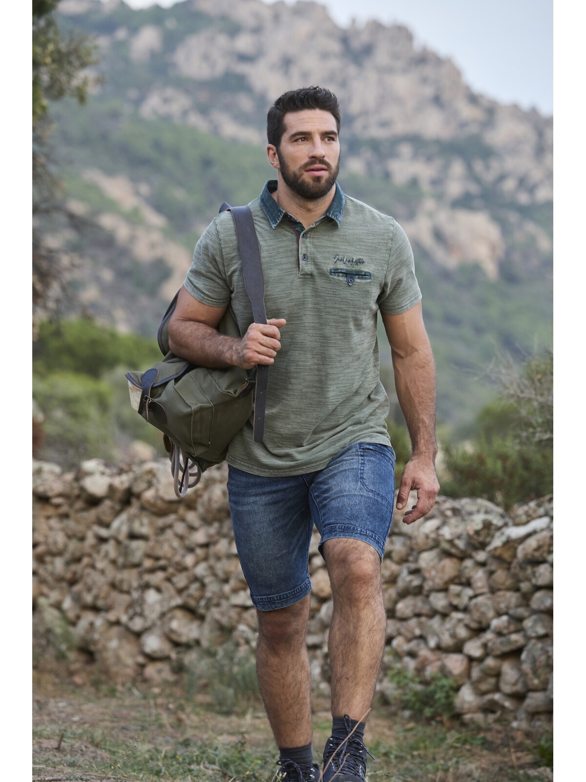 Jan Vanderstorm Poloshirt »Poloshirt CAMILLO«, (1 tlg.), mit Kragen im Jeanslook