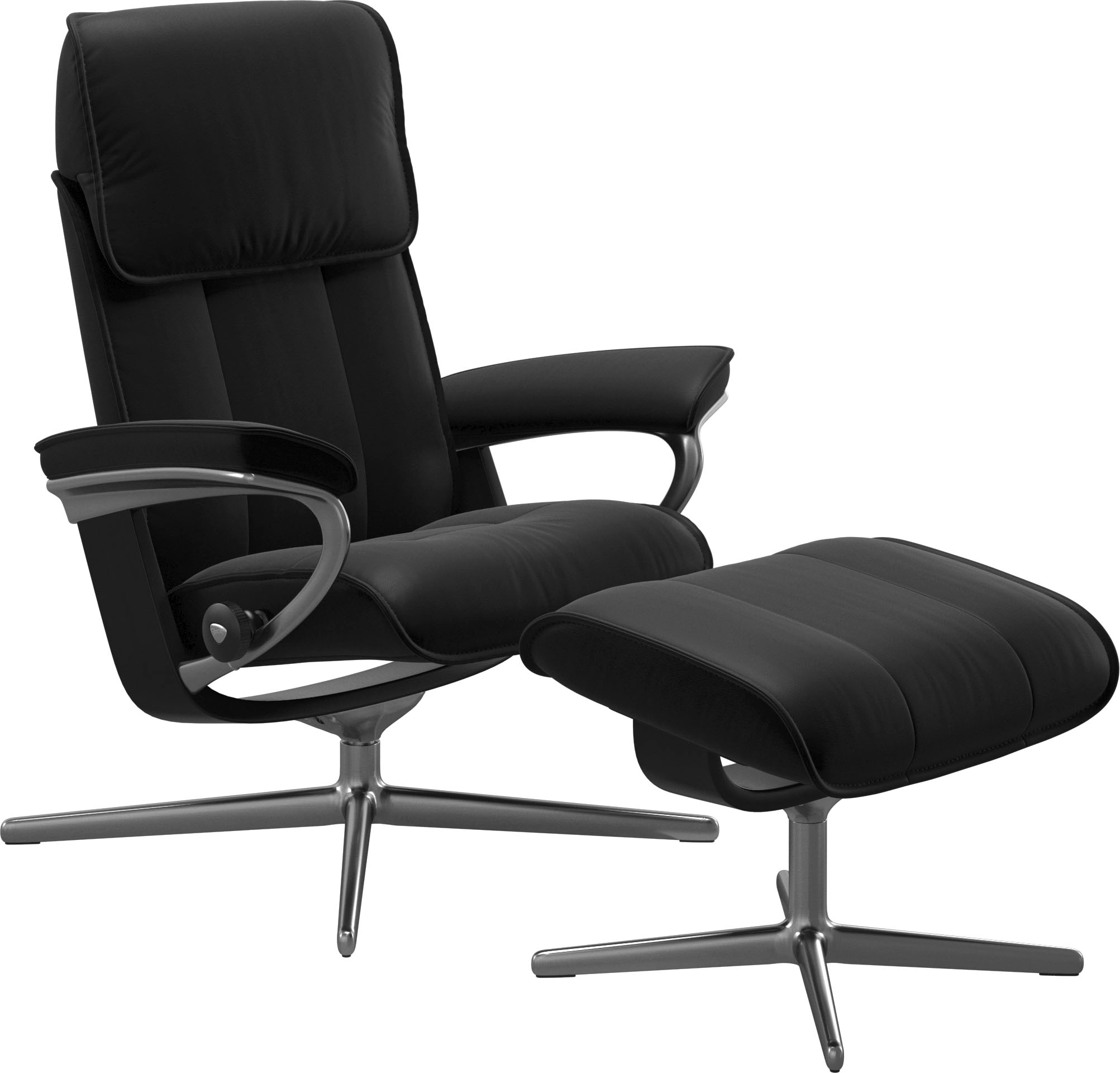 Stressless Relaxsessel "Admiral", (Set, Relaxsessel inkl. Hocker), mit Cross Base, Größe M & L, Holzakzent Schwarz