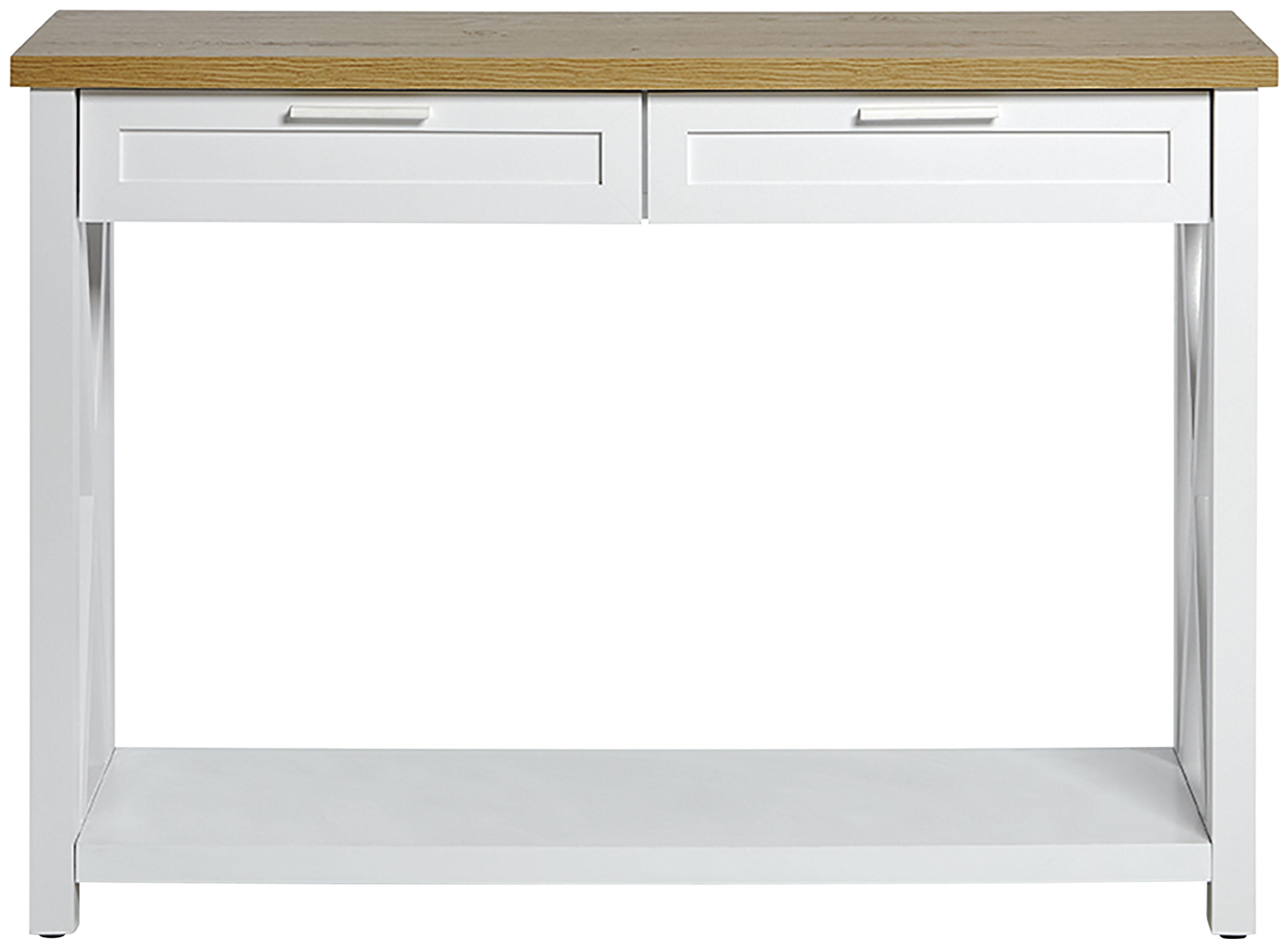 Konsolentisch, (1 St.), Konsolentisch mit 2 Schubladen und Ablage, Landhausstil, X-Design
