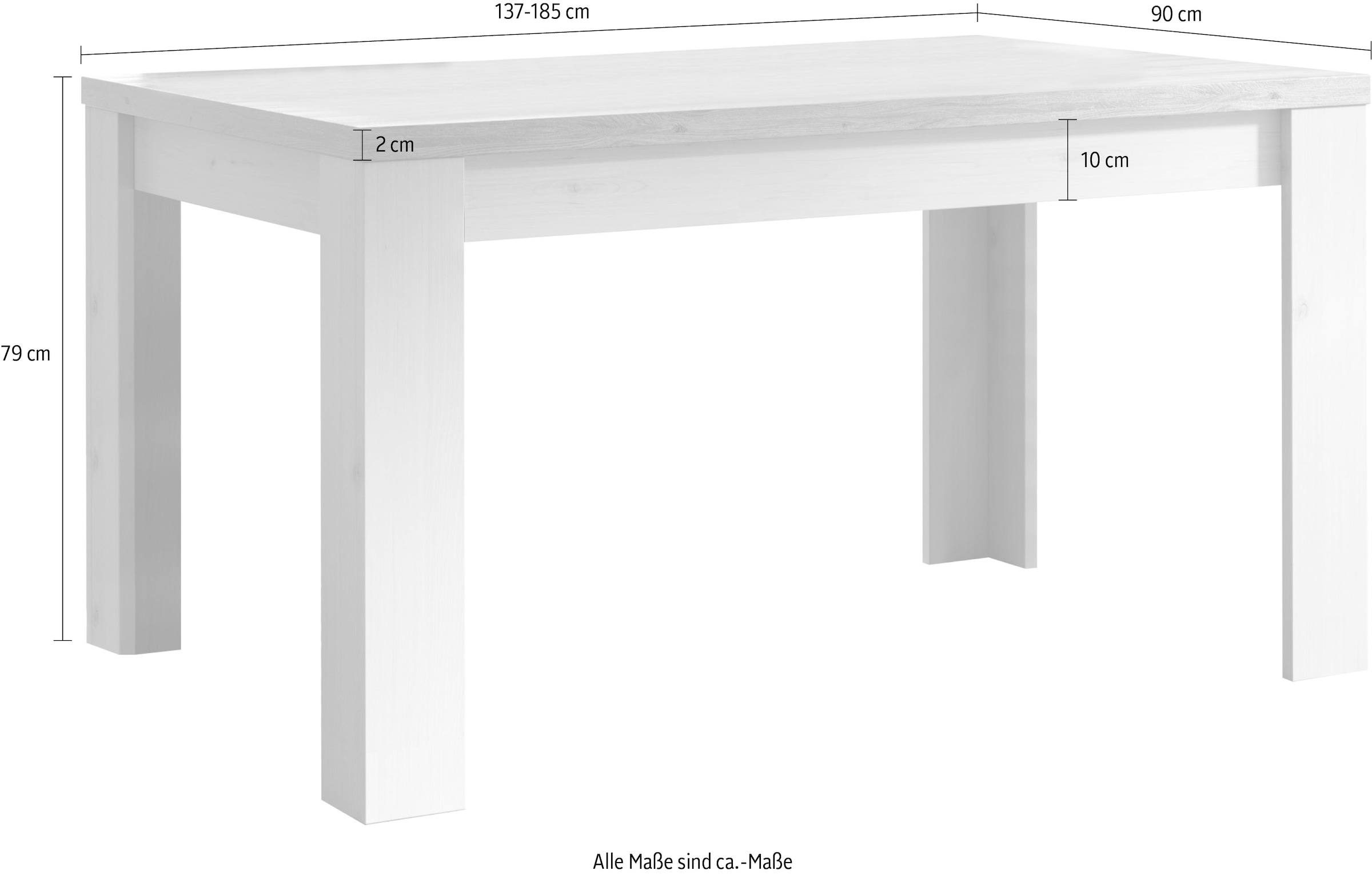 Home affaire Esstisch »Country 137 x 90 cm, Küchentisch, Esszimmertisch,«, zweifarbig, rechteckig, Esstisch ausziehbar, erweiterbar auf 185 cm