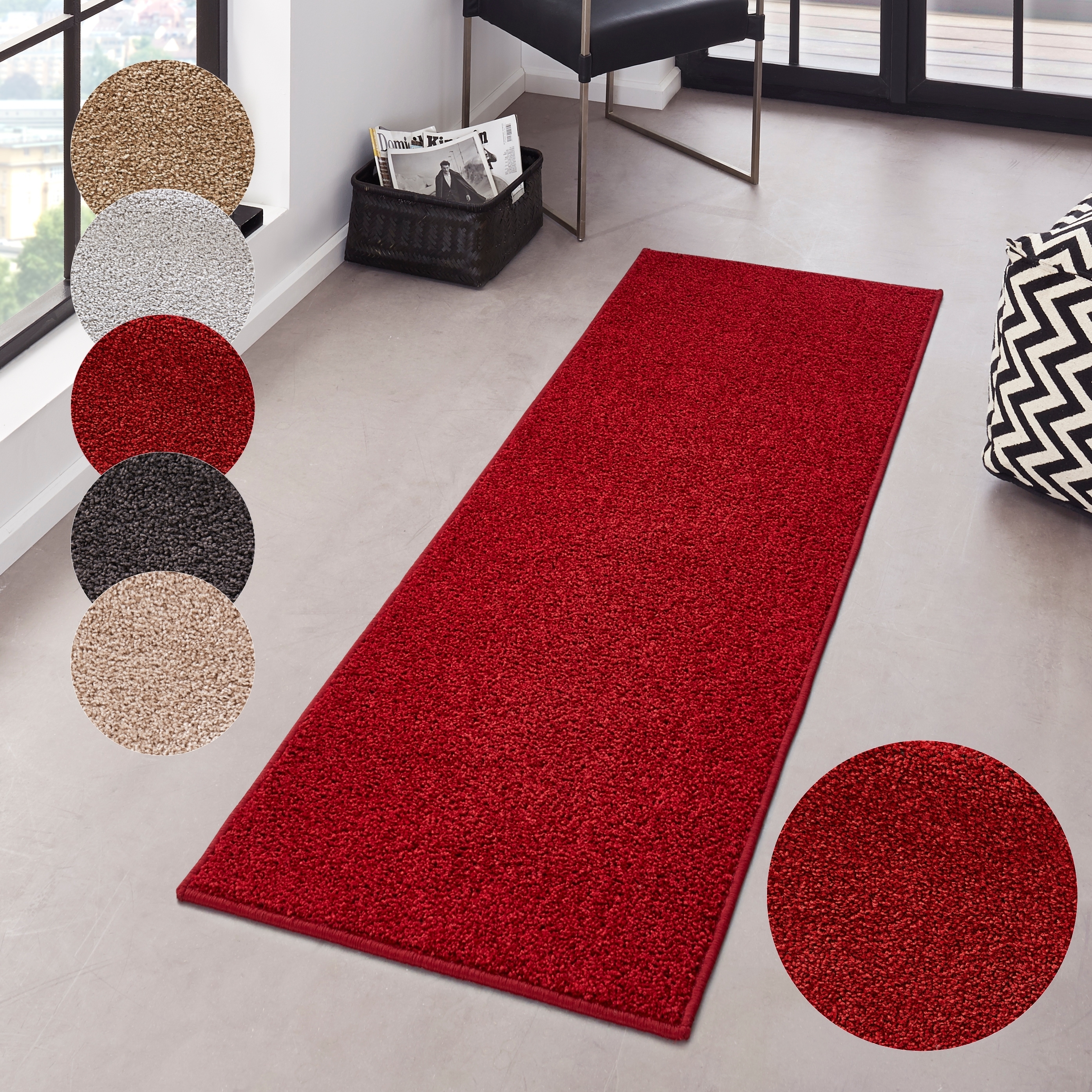 HANSE Home "Pure 100 Kurzflor" rechteckig 13 mm Höhe Kurzflor, uni, umkettelt, Läufer, Wohnzimmer, Kinderzimmer, Flur
