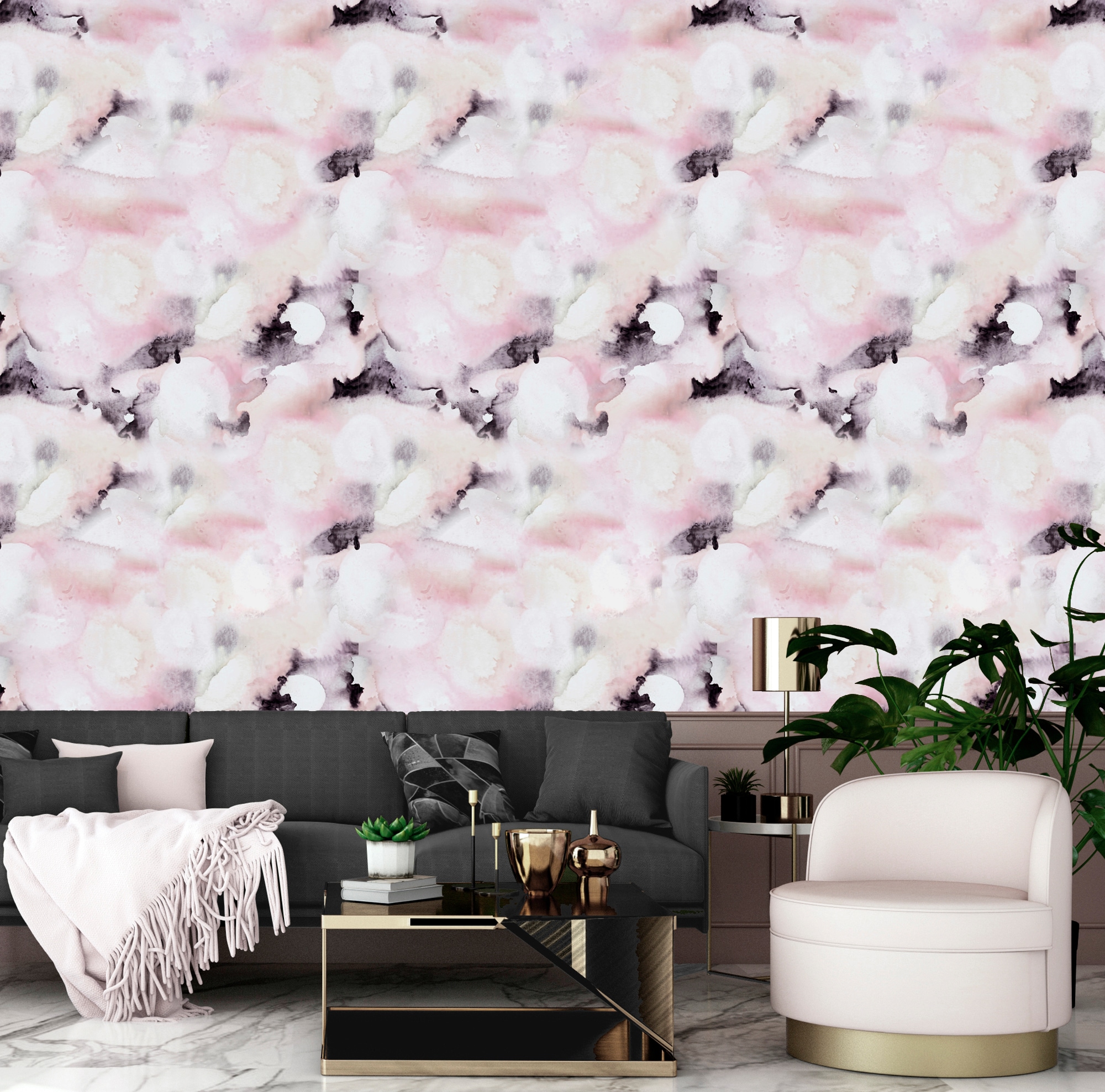 queence Vinyltapete »Oliva«, bedruckt-Motiv-botanisch-floral-gemustert-natürlich, 90x250cm, selbstklebend, kinderleichte Anbringung, Sticker