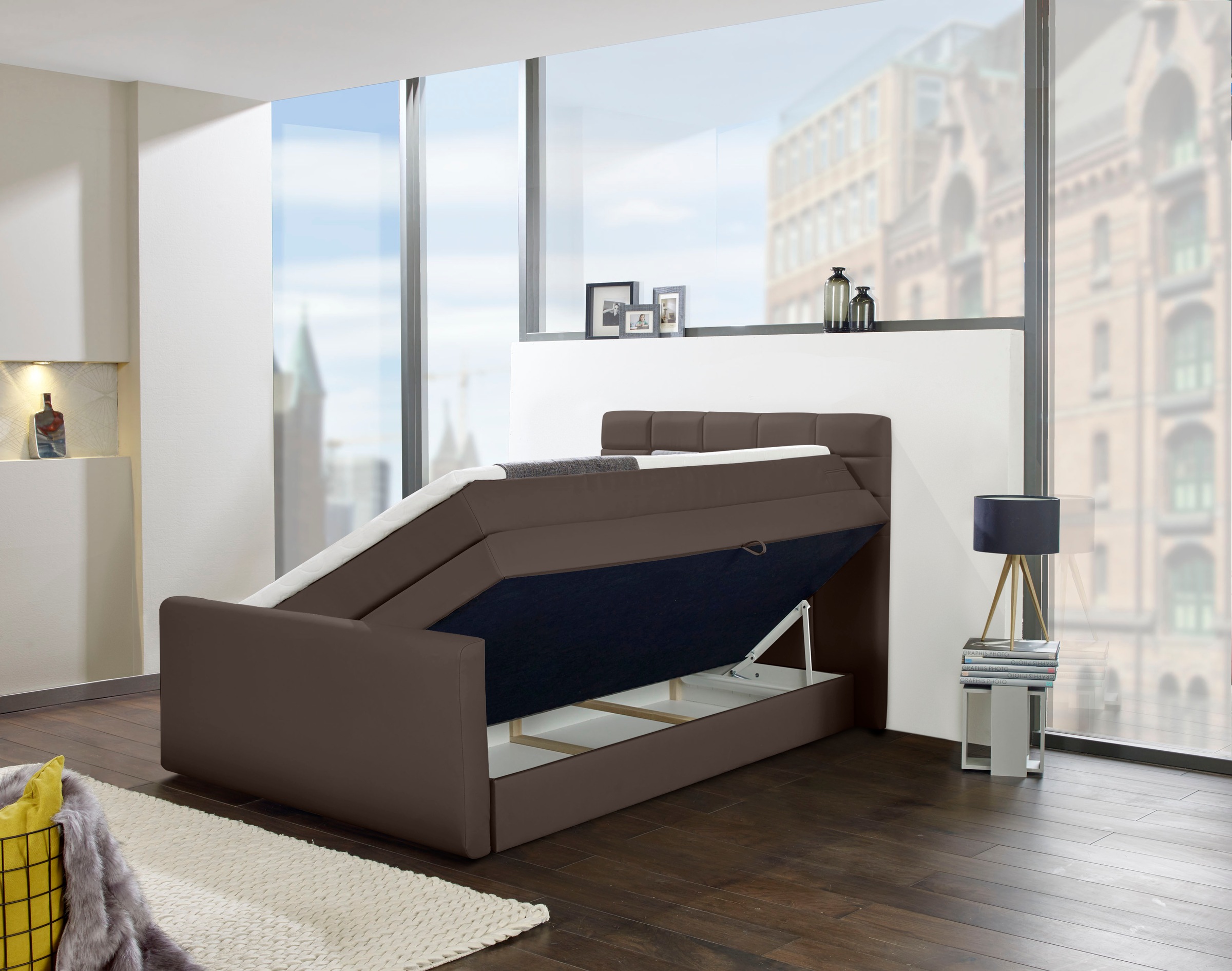 INOSIGN Boxspringbett »Lethbridge«, inkl. Bettkasten und Topper, zwei Matratzenarten in H2