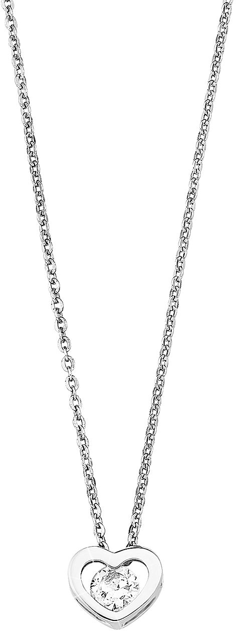 Kette mit Anhänger AMOR "Herz", silber (silberfarben), Halsketten, Damen, Silber 925 (Sterlingsilber), L: 42, mit Zirkonia (synth.) 7