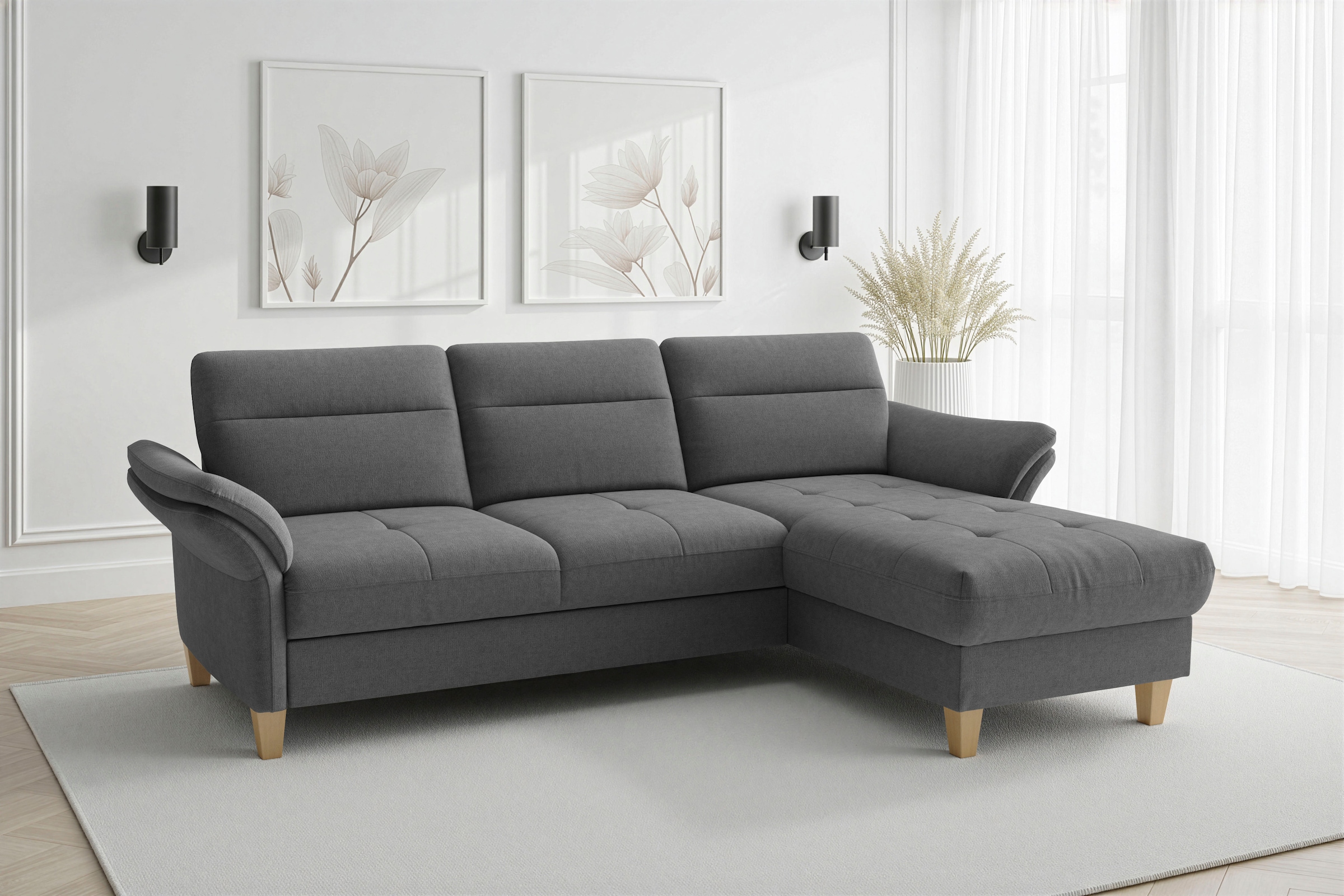 sit&more Ecksofa "Pamela L-Form, B: 230 cm, optional Schlaffunktion & Bettkasten" mit Federkern und Liegefläche aus Originalstoff
