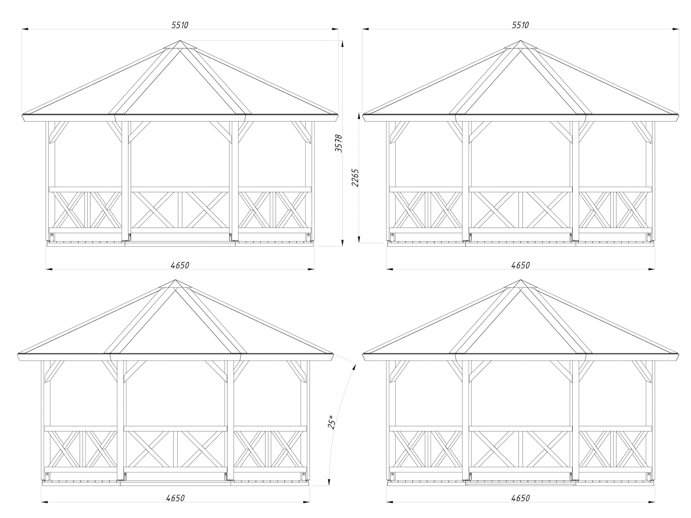 Palmako Holzpavillon »Betty« BxTxH: 551x551x346 cm