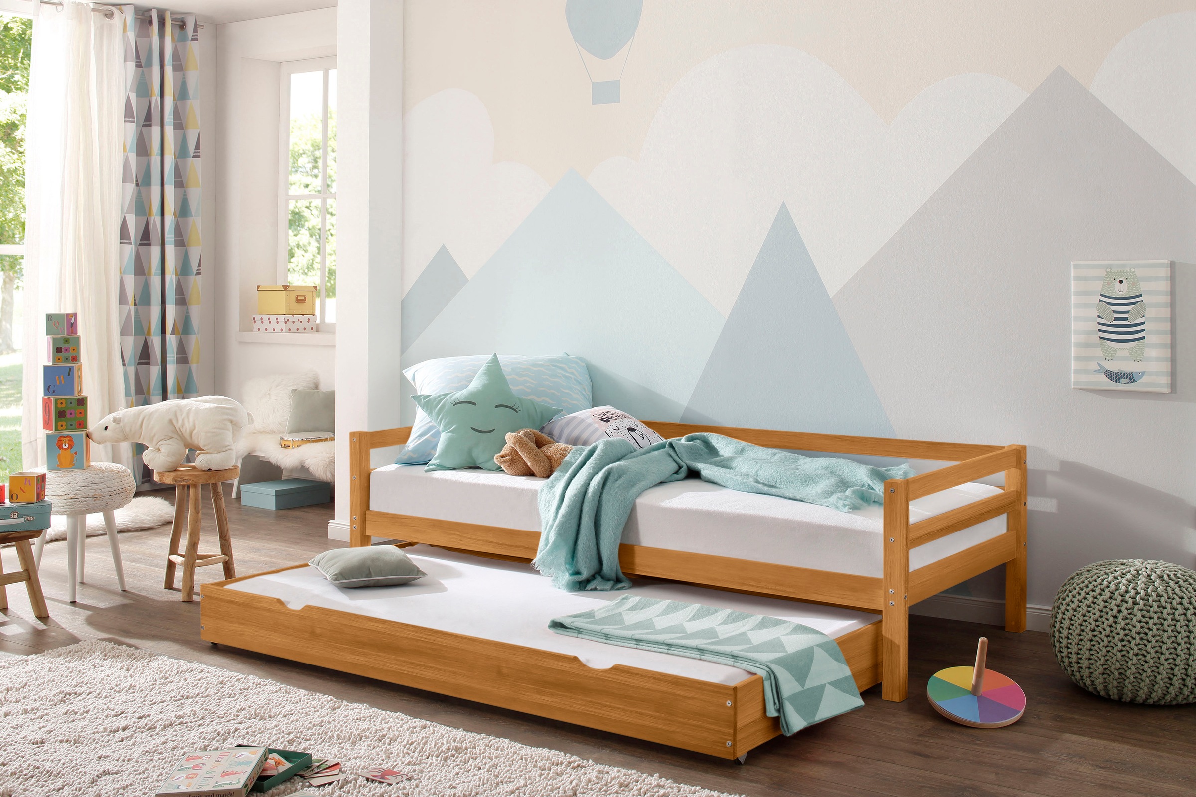 Lüttenhütt Daybett »Alpi«, mit Schubkasten aus Kiefernholz, Außenbreite 103 cm, Kinderbett