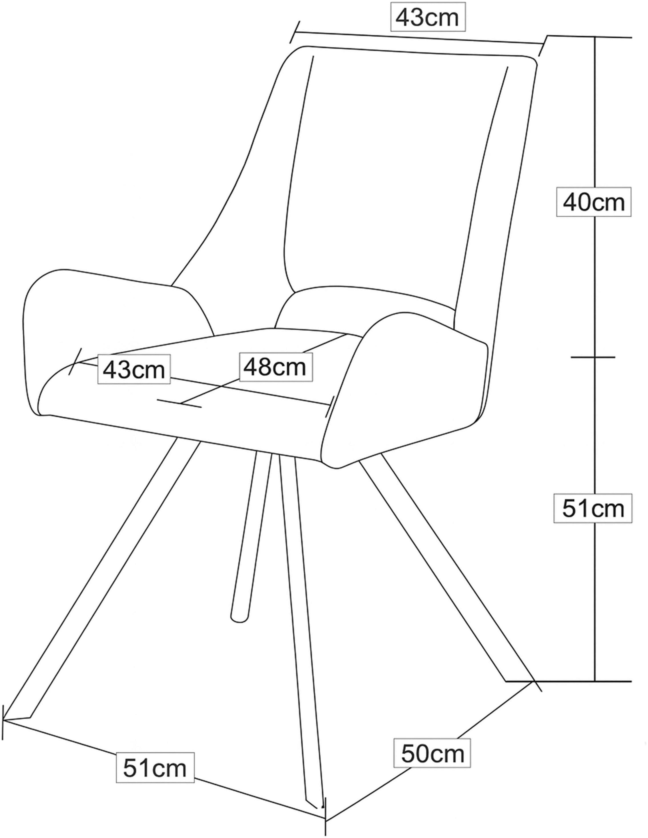 Home affaire Esszimmerstuhl »BRANDON, 2er Set, mit Metallgestell in matt schwarz« (Set) 2 Stk.in verschiedenen Farben, Belsatbarkeit pro Stuhl 120 kg