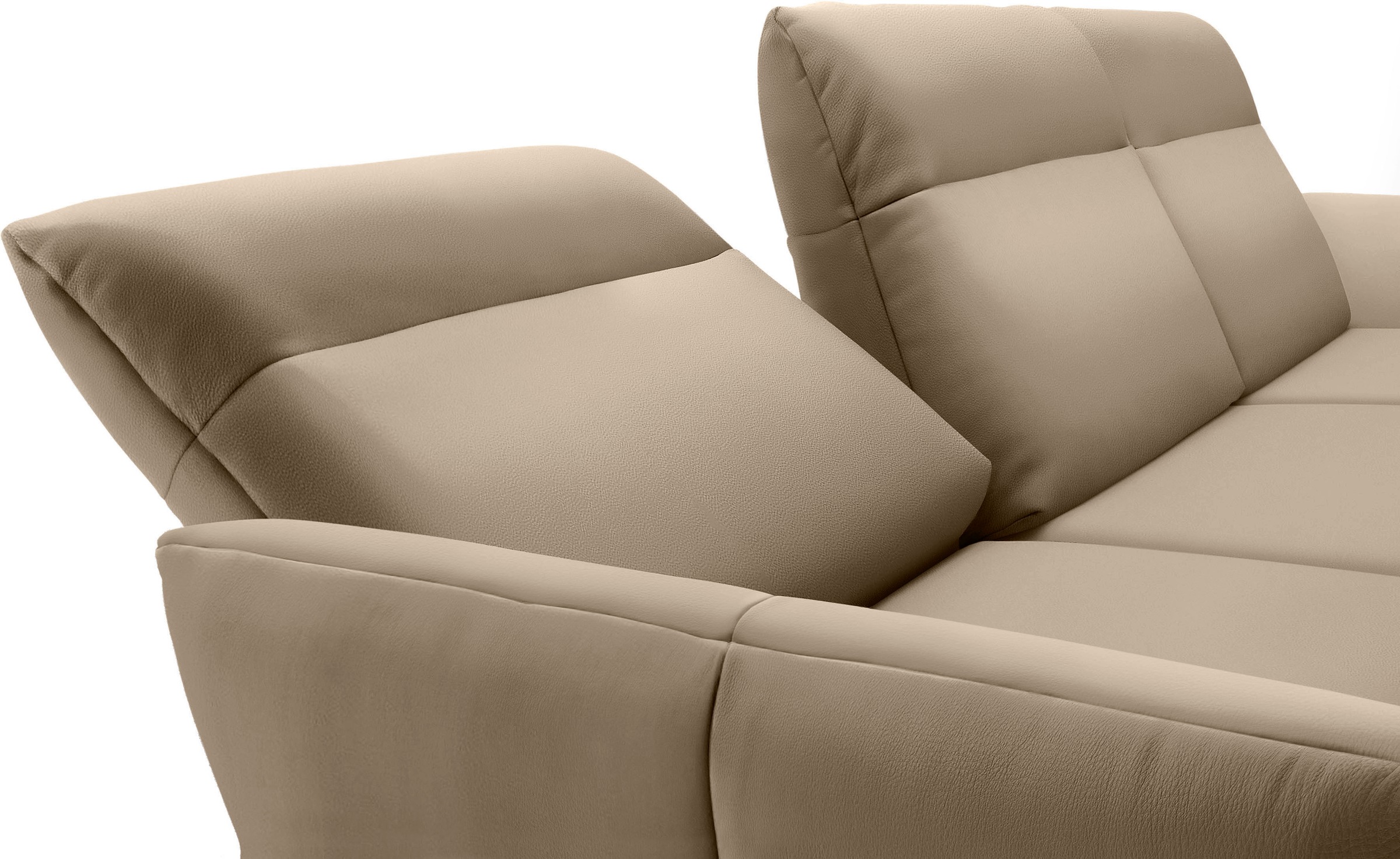Creation BY ROLF BENZ Ecksofa »CR.460«, Sockel in Eiche, Winkelfüße in Umbragrau, Breite 318 cm