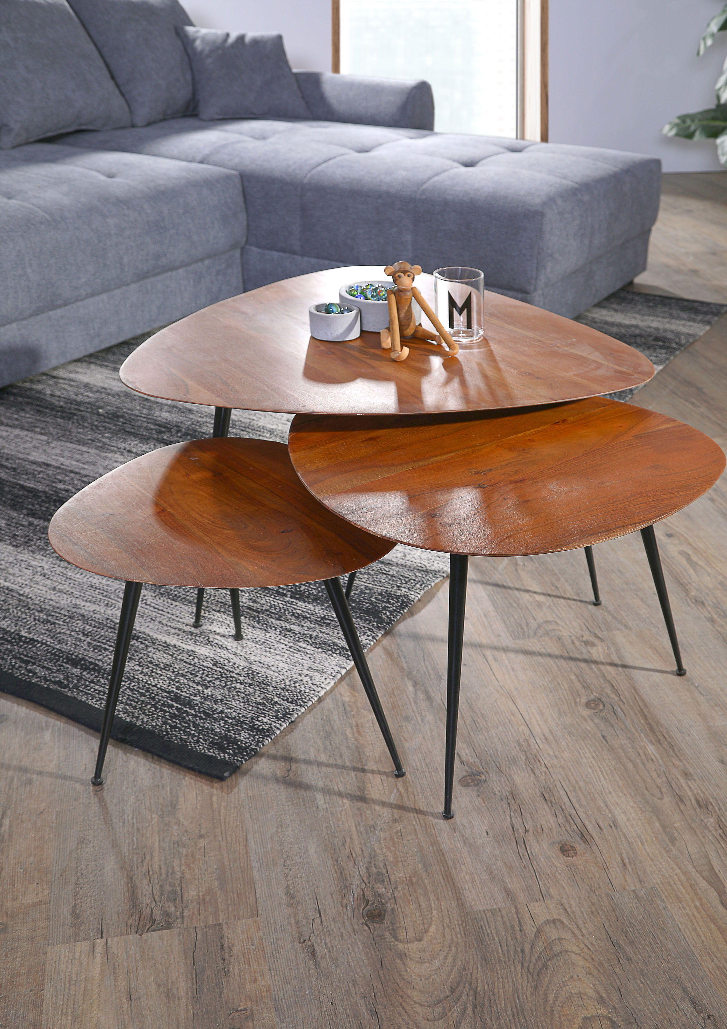 Gutmann Factory Beistelltisch "Bloom, Couchtisch 3-er Set" 3 Stk. tlg. Wohnzimmertische, individuell oder als Set kombinierbar