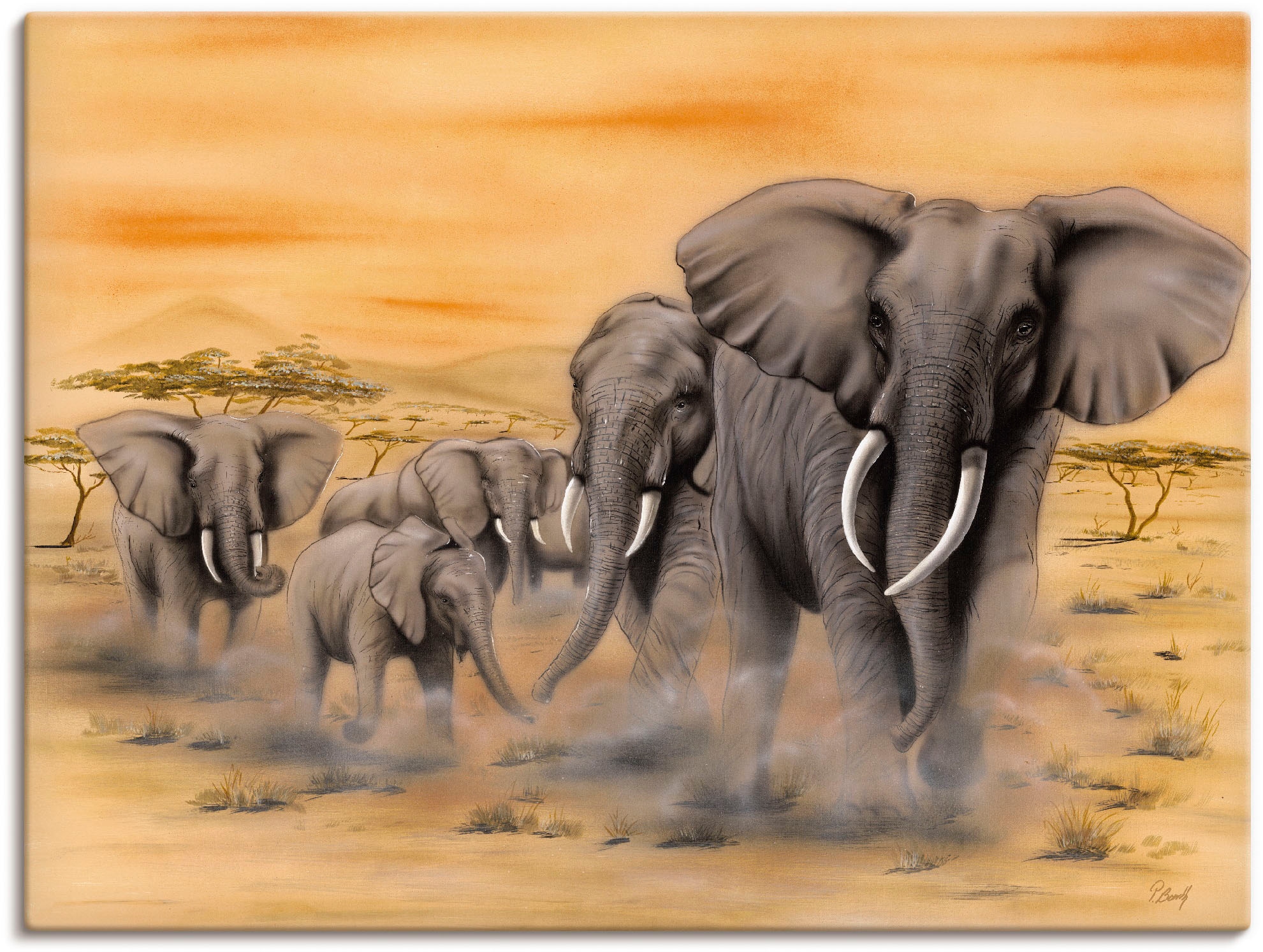 Artland Wandbild "Steppenelefanten" Elefanten Bilder 1 Stk. tlg. als Alubil günstig online kaufen