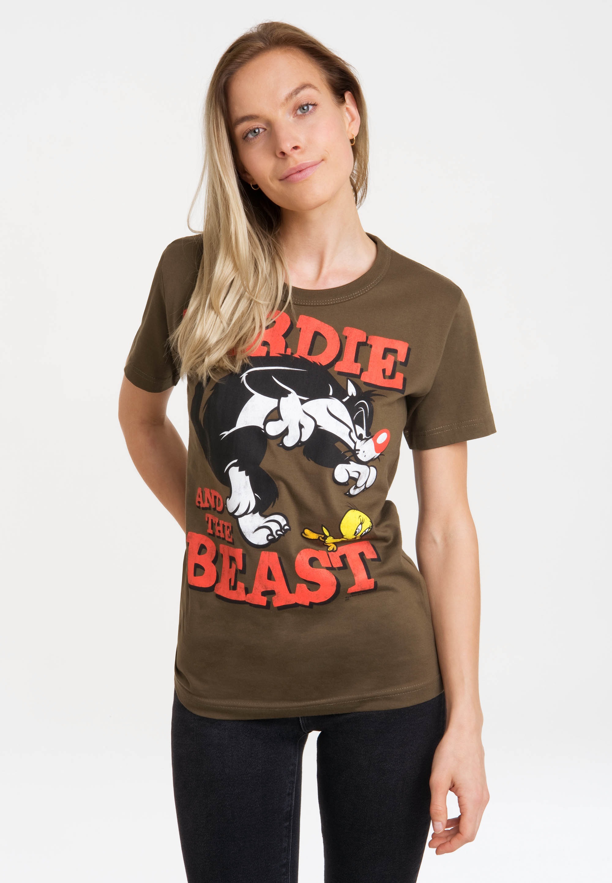 LOGOSHIRT T-Shirt »Looney – für BAUR Sylvester Tunes lizenziertem | & Tweety«, kaufen mit Print