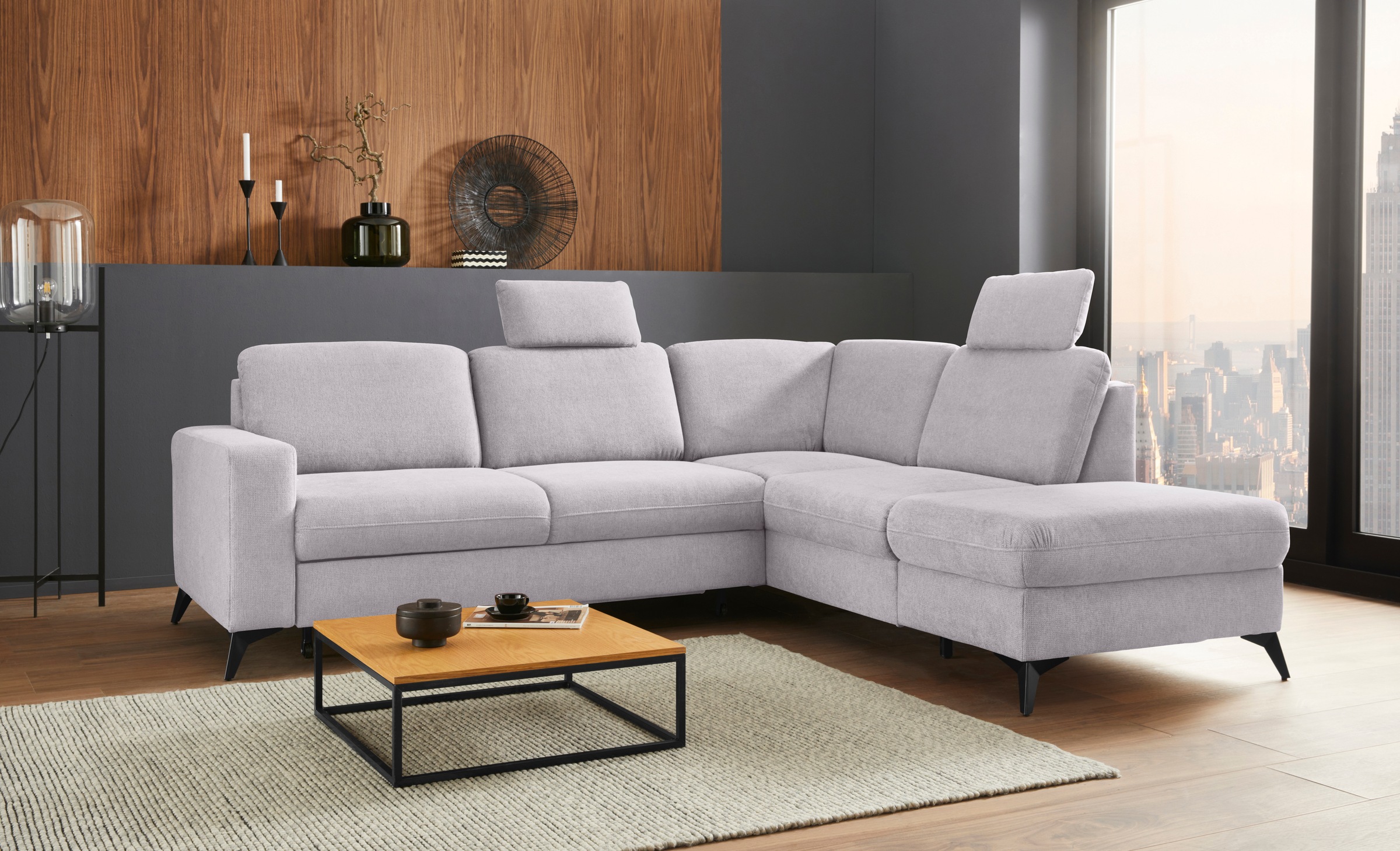 Home affaire Ecksofa "Lolland L-Form" Wahlweise mit Schlaffunktion und Stauraum, auch mit abwischbarem Bezug