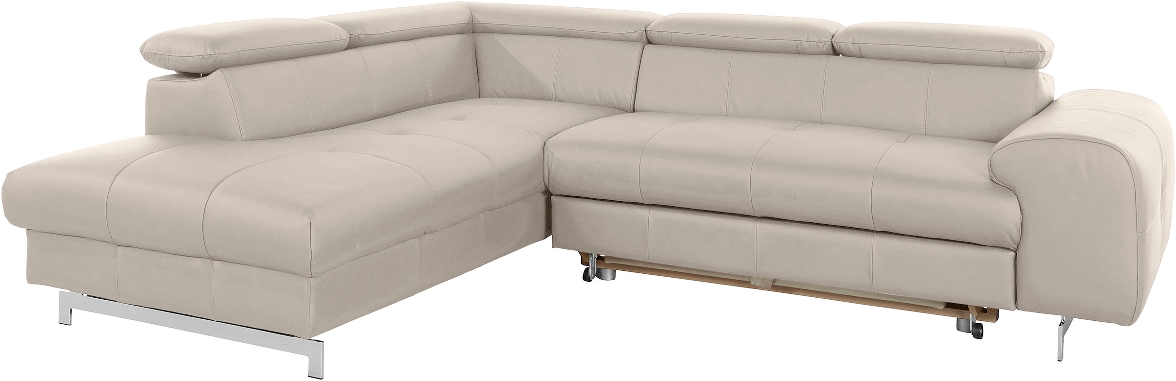 COTTA Ecksofa »Chef L-Form«, mit Kopfteilverstellung, edle Metallkufen, wahlweise mit Bettfunktion