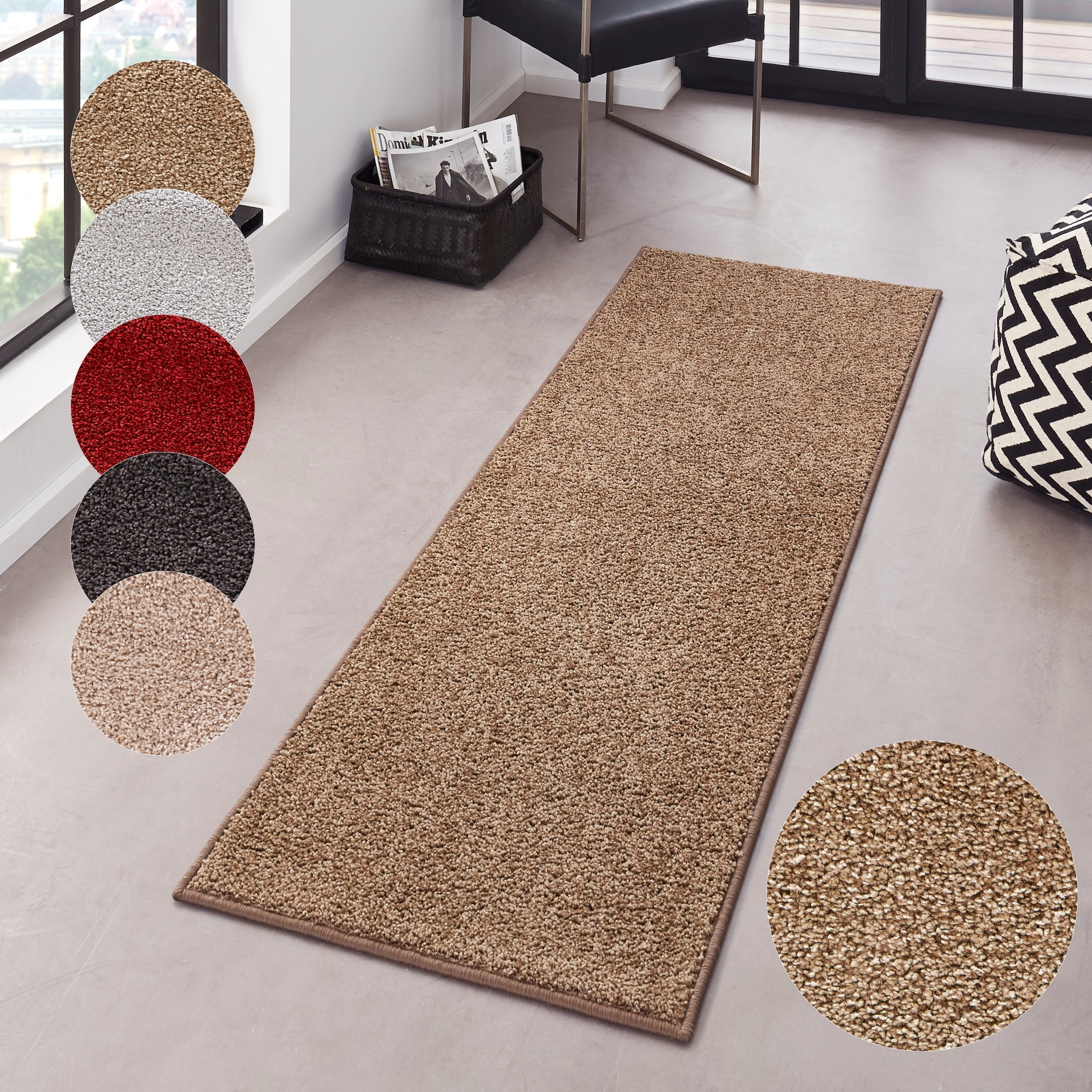 HANSE Home "Pure 100 Kurzflor" rechteckig 13 mm Höhe Kurzflor, uni, umkettelt, Läufer, Wohnzimmer, Kinderzimmer, Flur