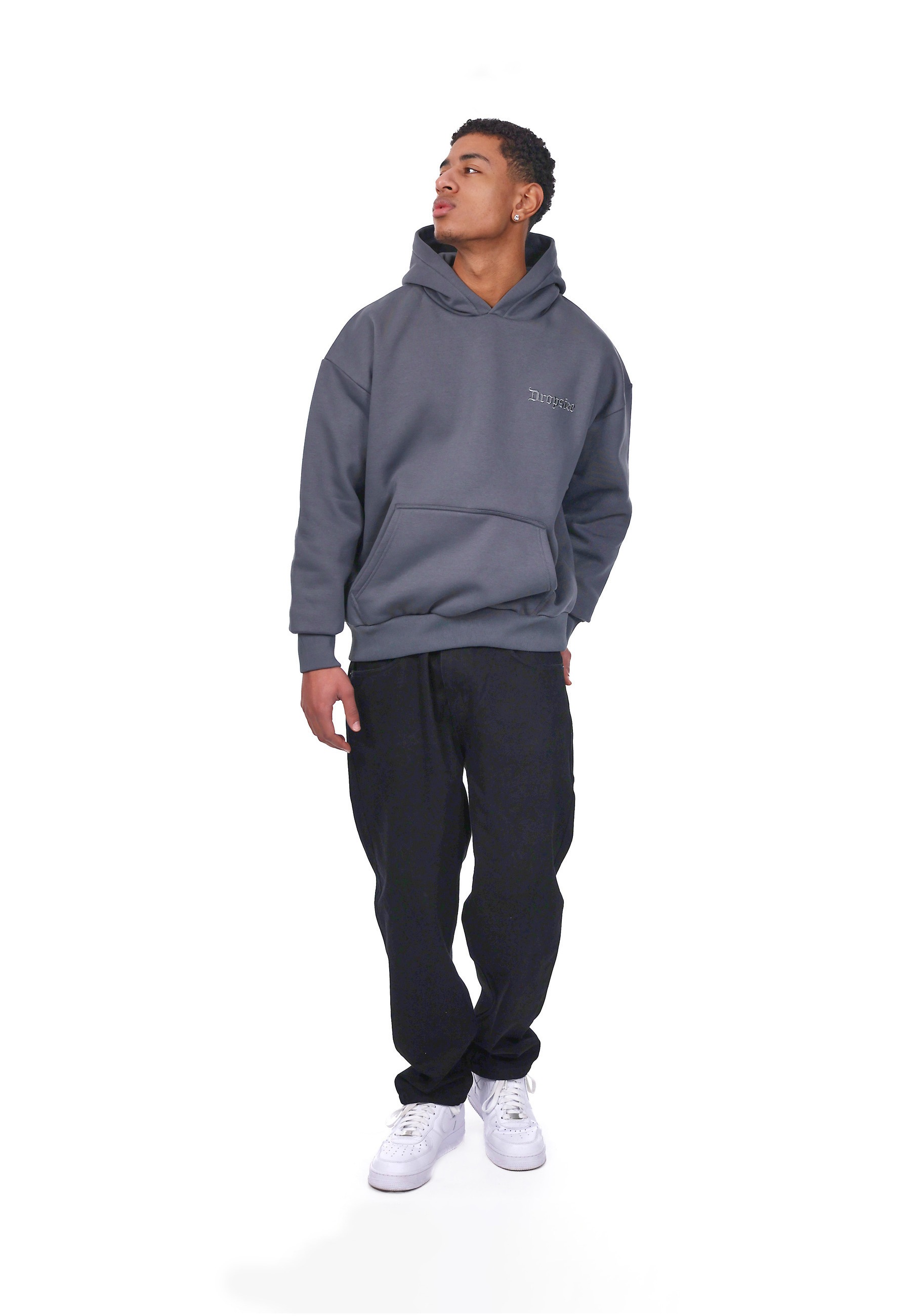 Dropsize Heavy Oversize Embo Hoodie Dunkelgrau M 7